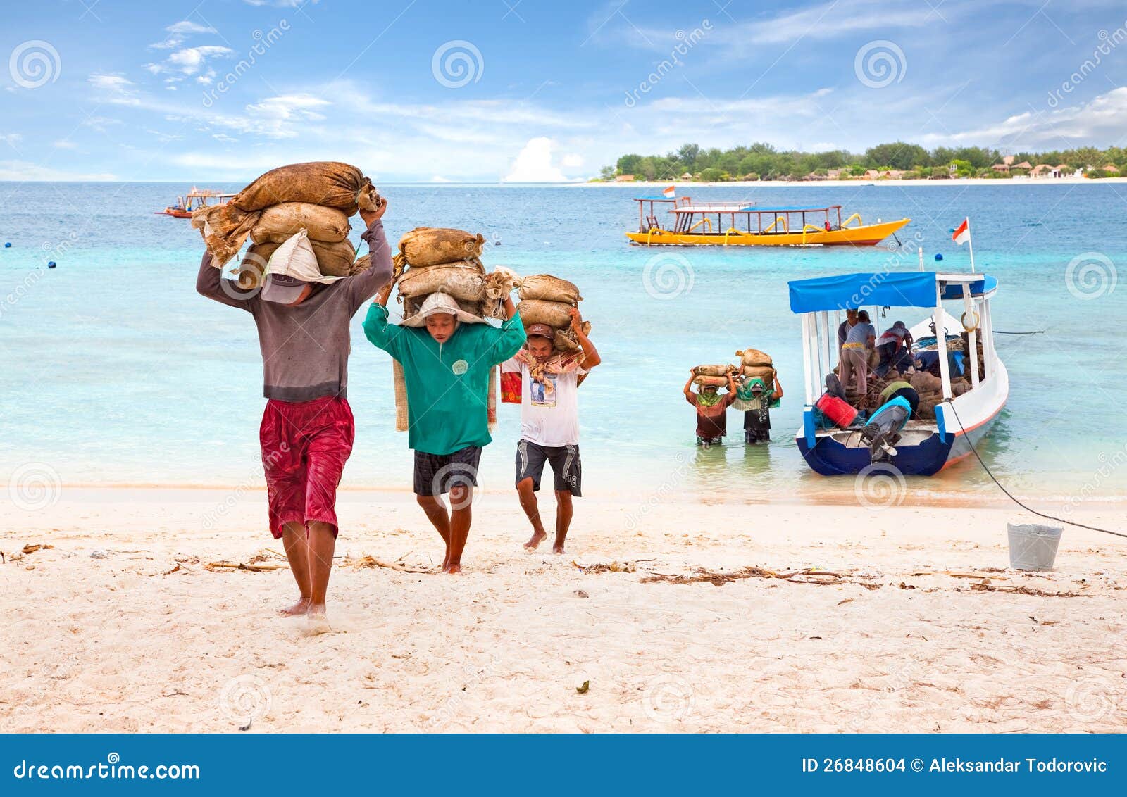 Cement Carriers on Gili Trawangan, Indonesia Editorial Stock Image