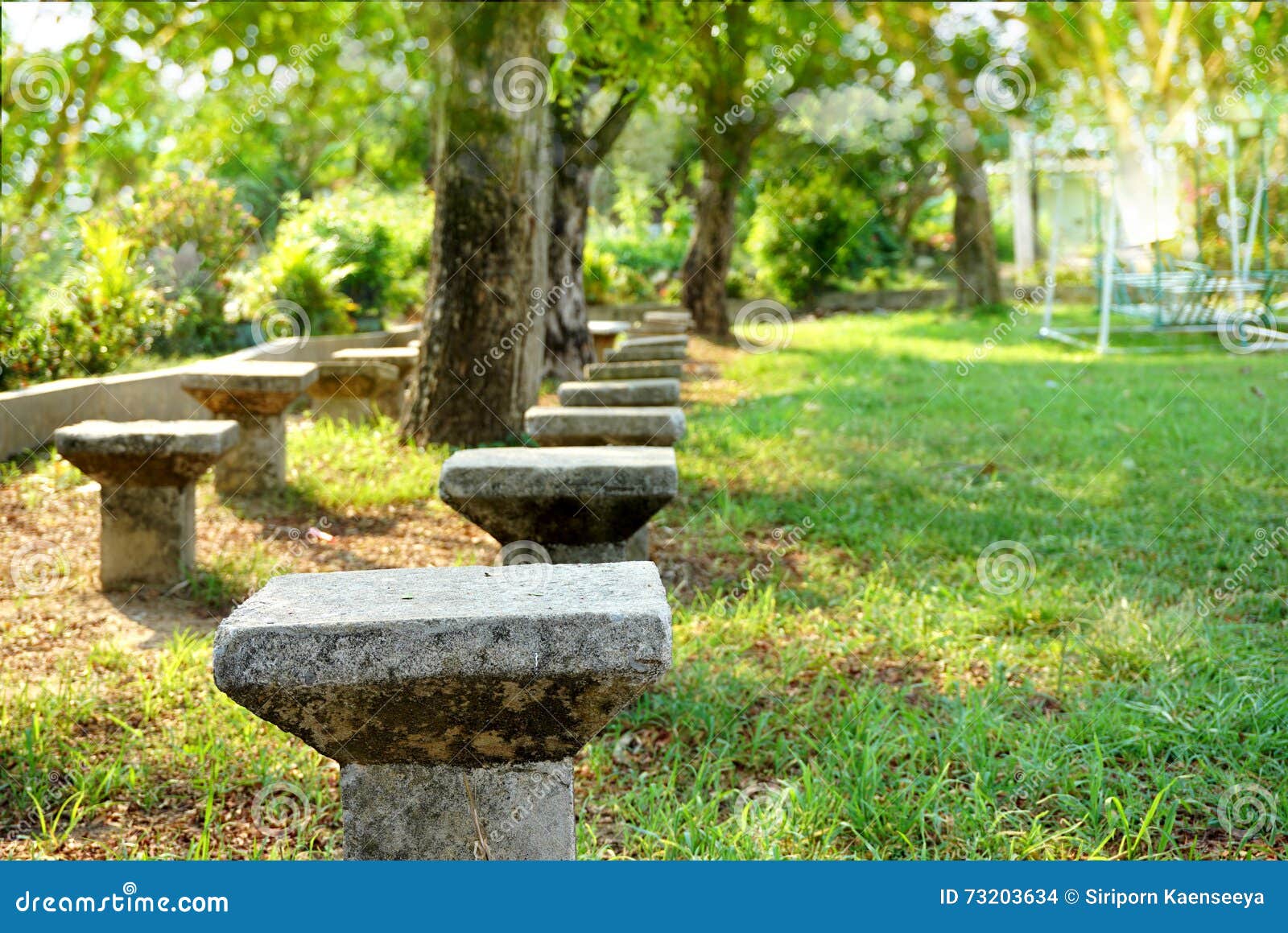 Cement Chair in a Park,green Nature Playground, Stock Photo - Image of  cement, quiet: 73203634