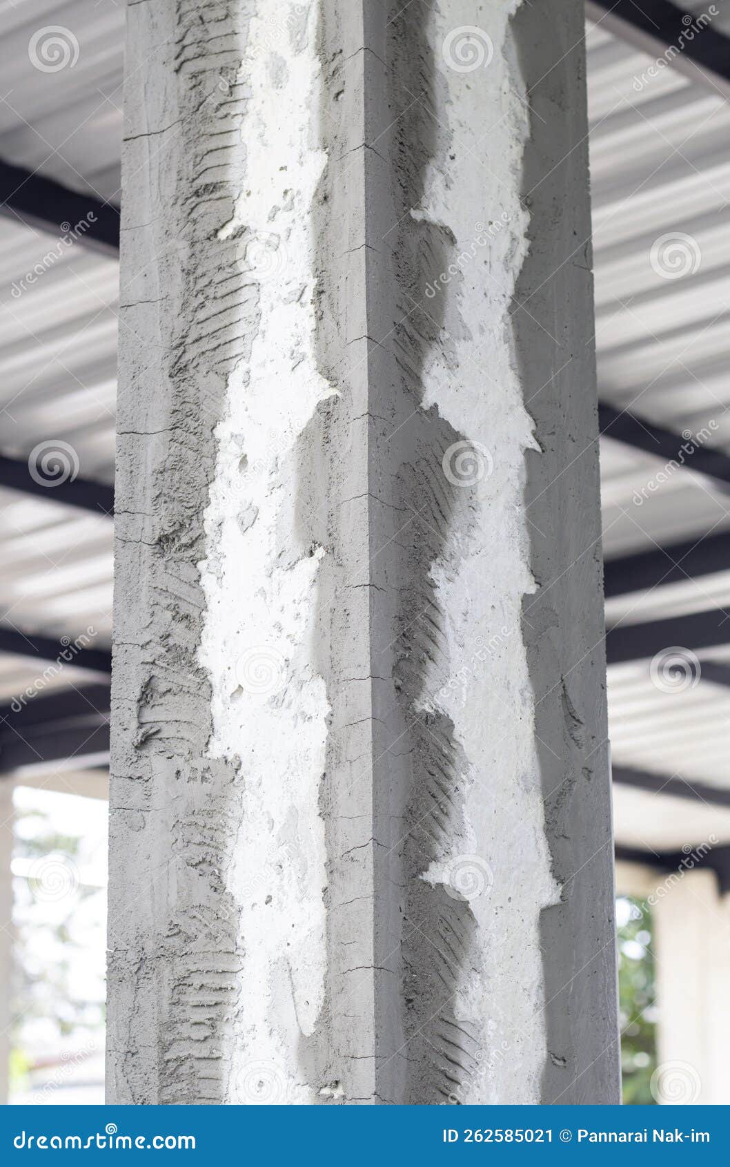 Cement Corner Bead on Concrete Column. Stock Image Image of pattern