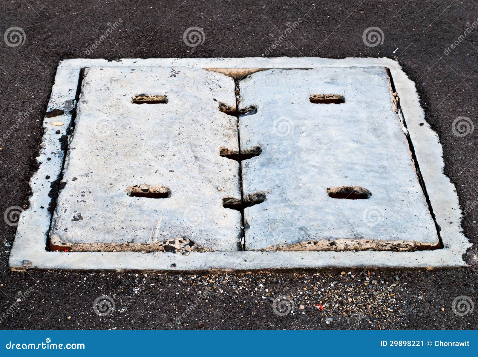 Cement cover of drain stock image. Image of utility, street 29898221