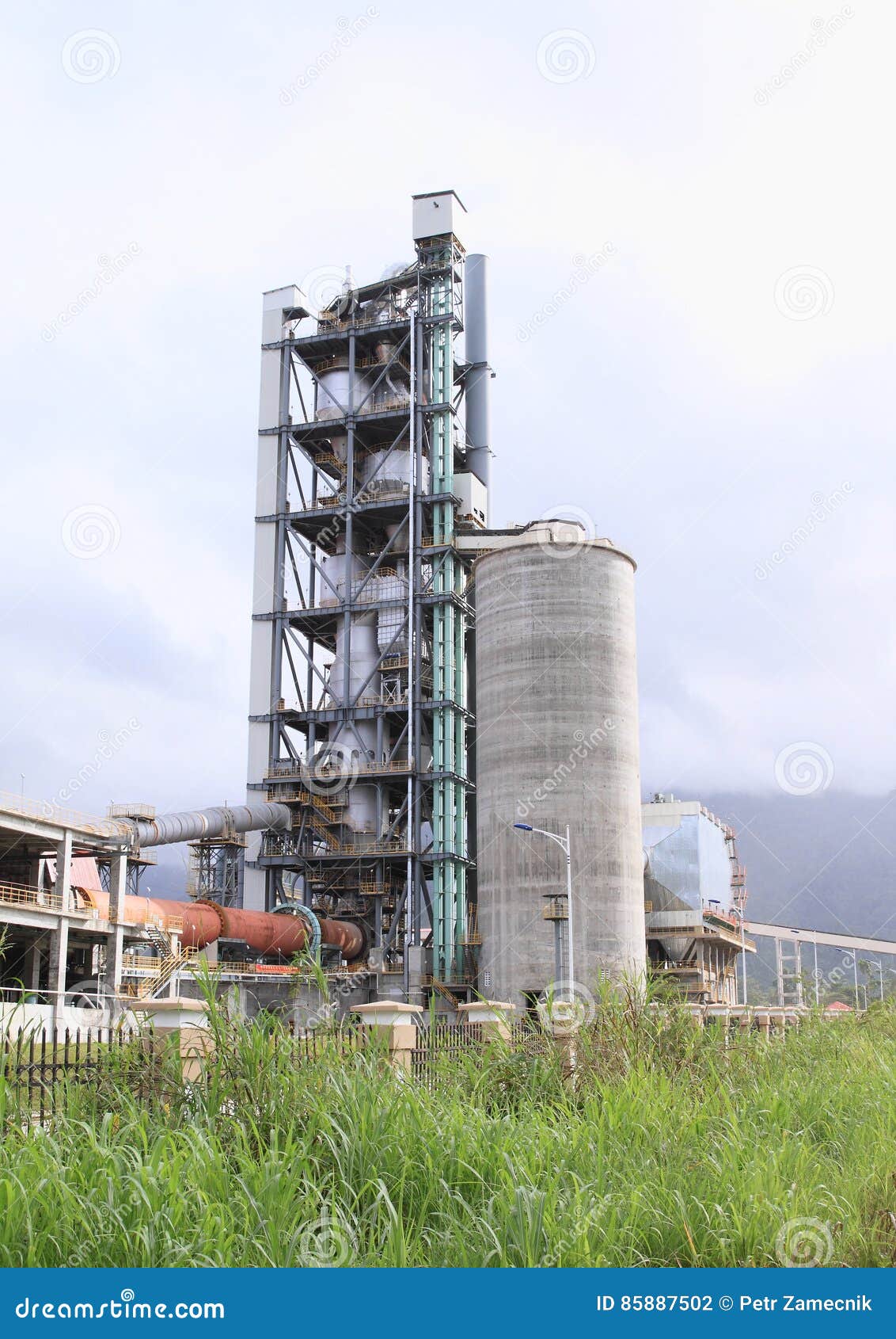 Cement factory stock photo. Image of chimney, clouds - 85887502