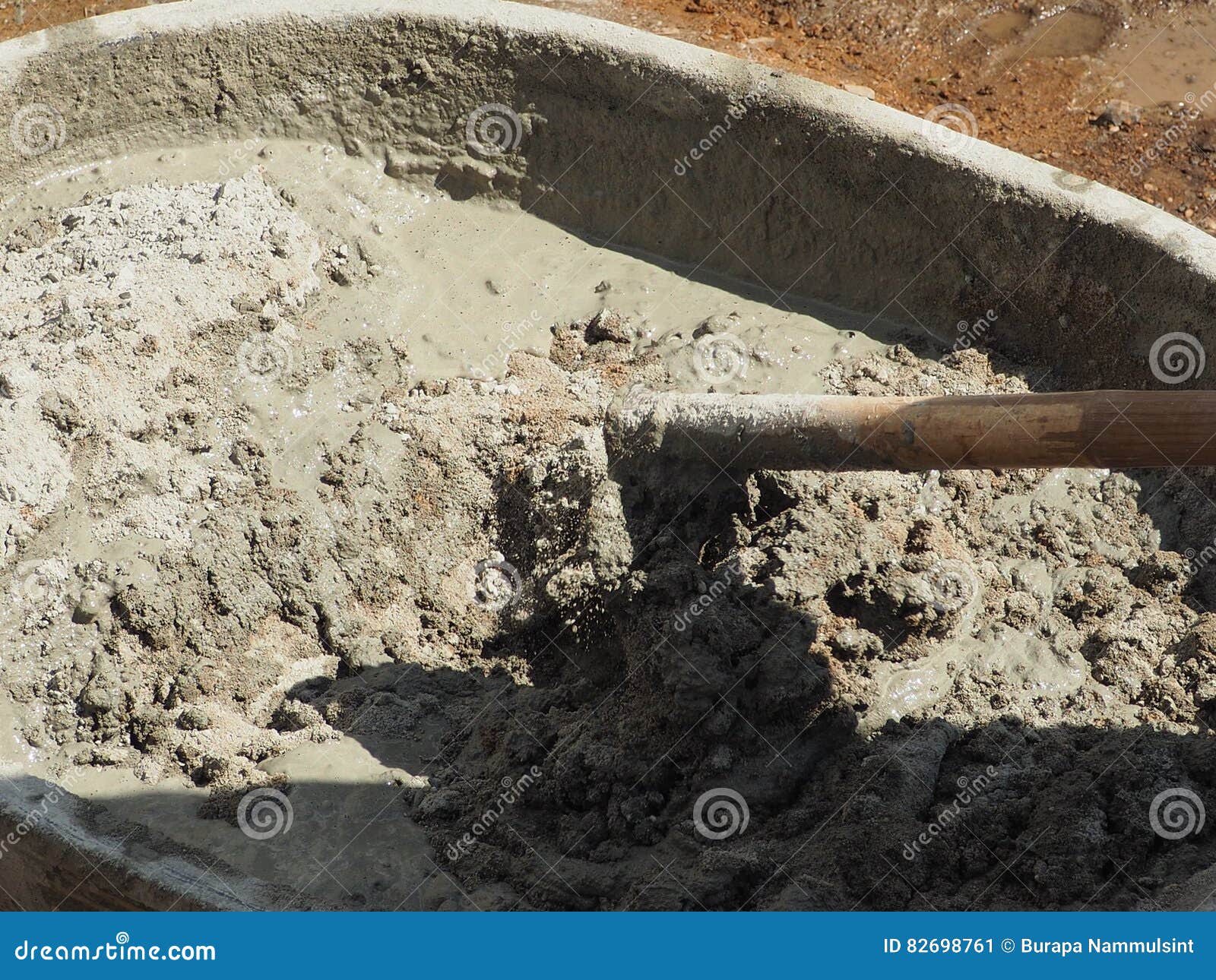 Cement Mix in Tray for Hoe. Stock Image Image of building, cement
