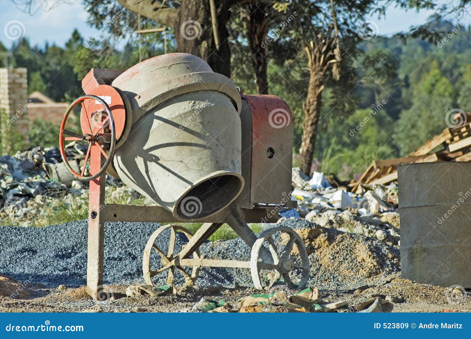 Cement Mixer on Building Site Stock Image Image of stone, house 523809