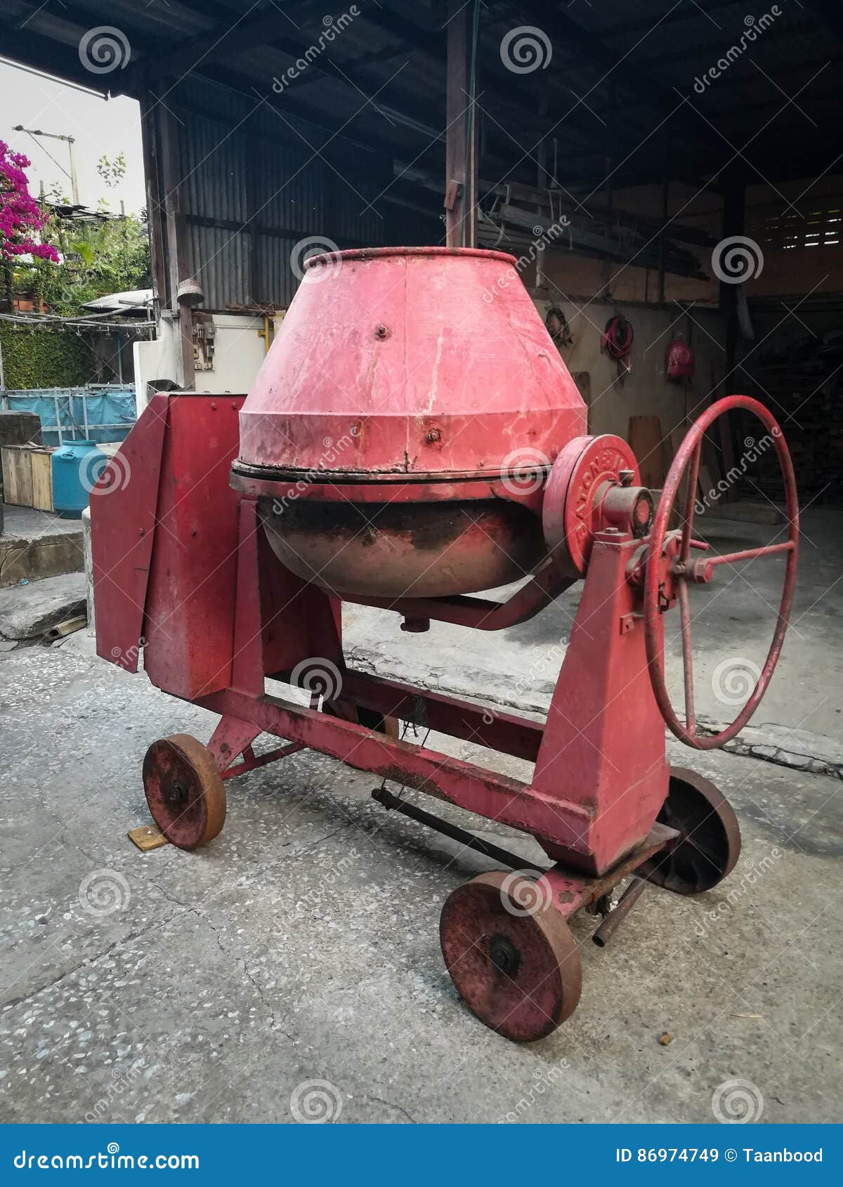 Cement mixer stock image. Image of mixing, machine, floor 86974749