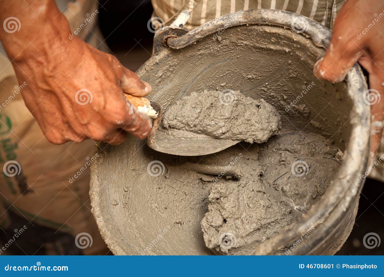 Cement mortar in bucket stock image. Image of pouring 46708601