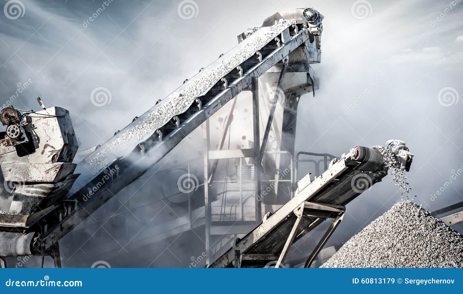 cement production factory on mining quarry. conveyor belt