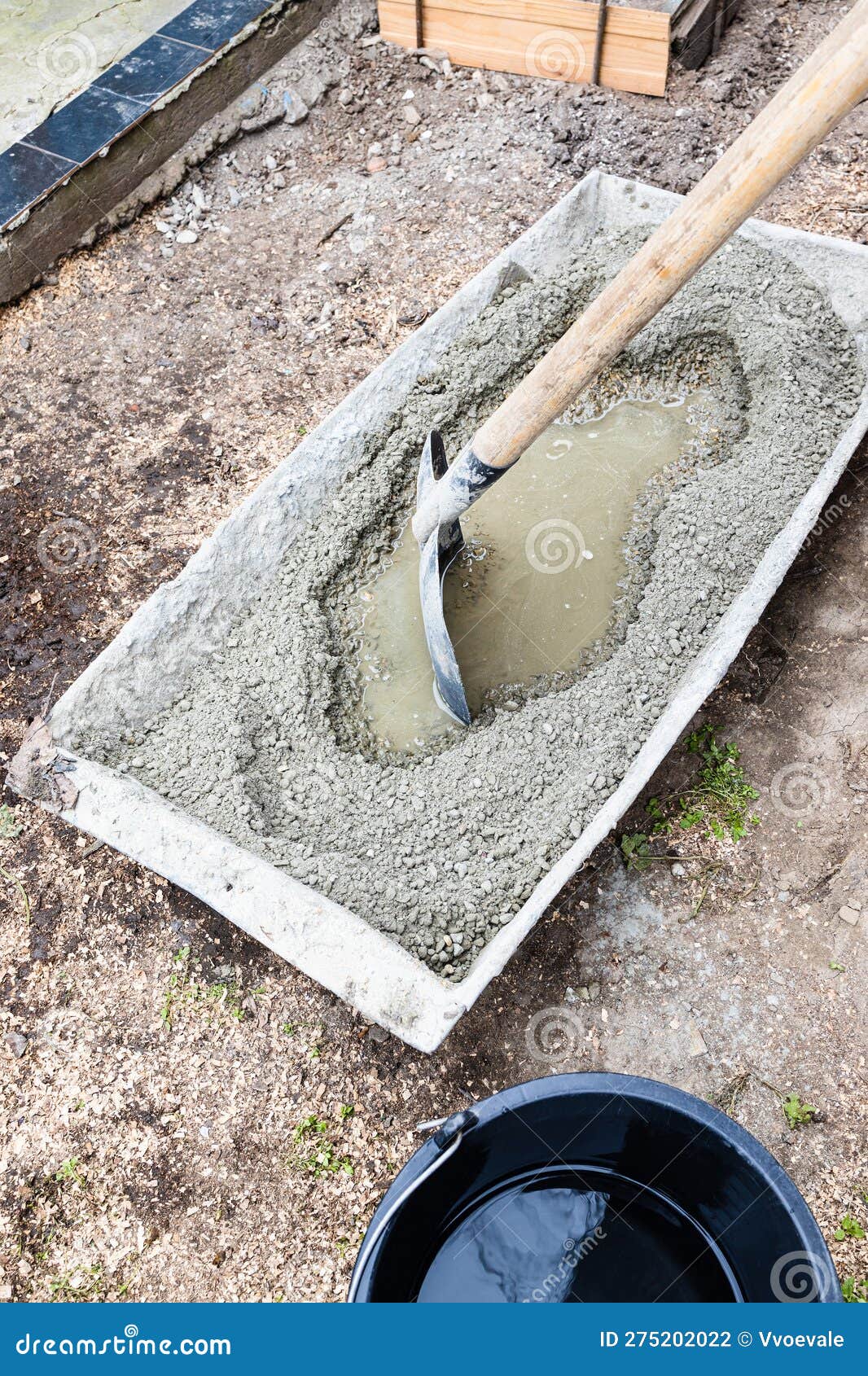 Cement, Sand and Gravel Mix in Trough Outdoors Stock Photo Image of