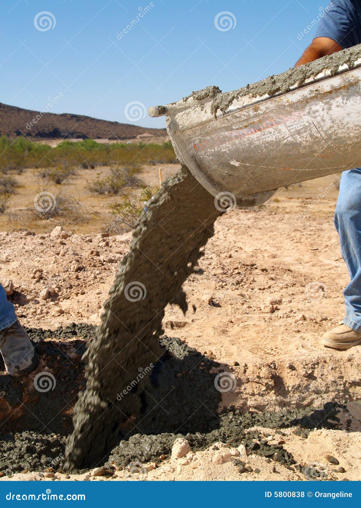 Cement Truck Pouring Cement into Hole Vertical Stock Photo Image of