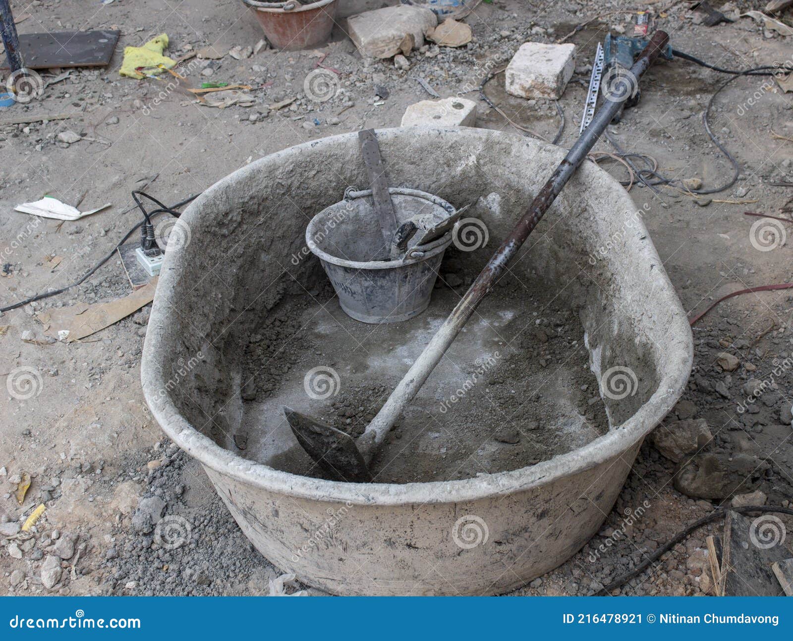 Cement Tub, Cement Bucket, Construction Equipment Stock Image Image
