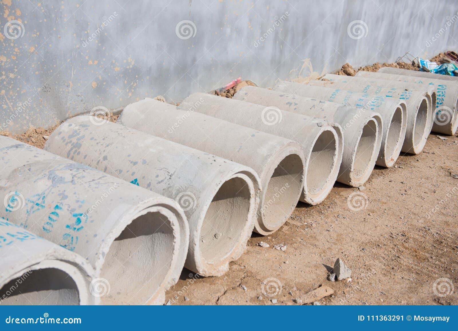 Cement Tube for Construction at Construction Site Stock Image Image