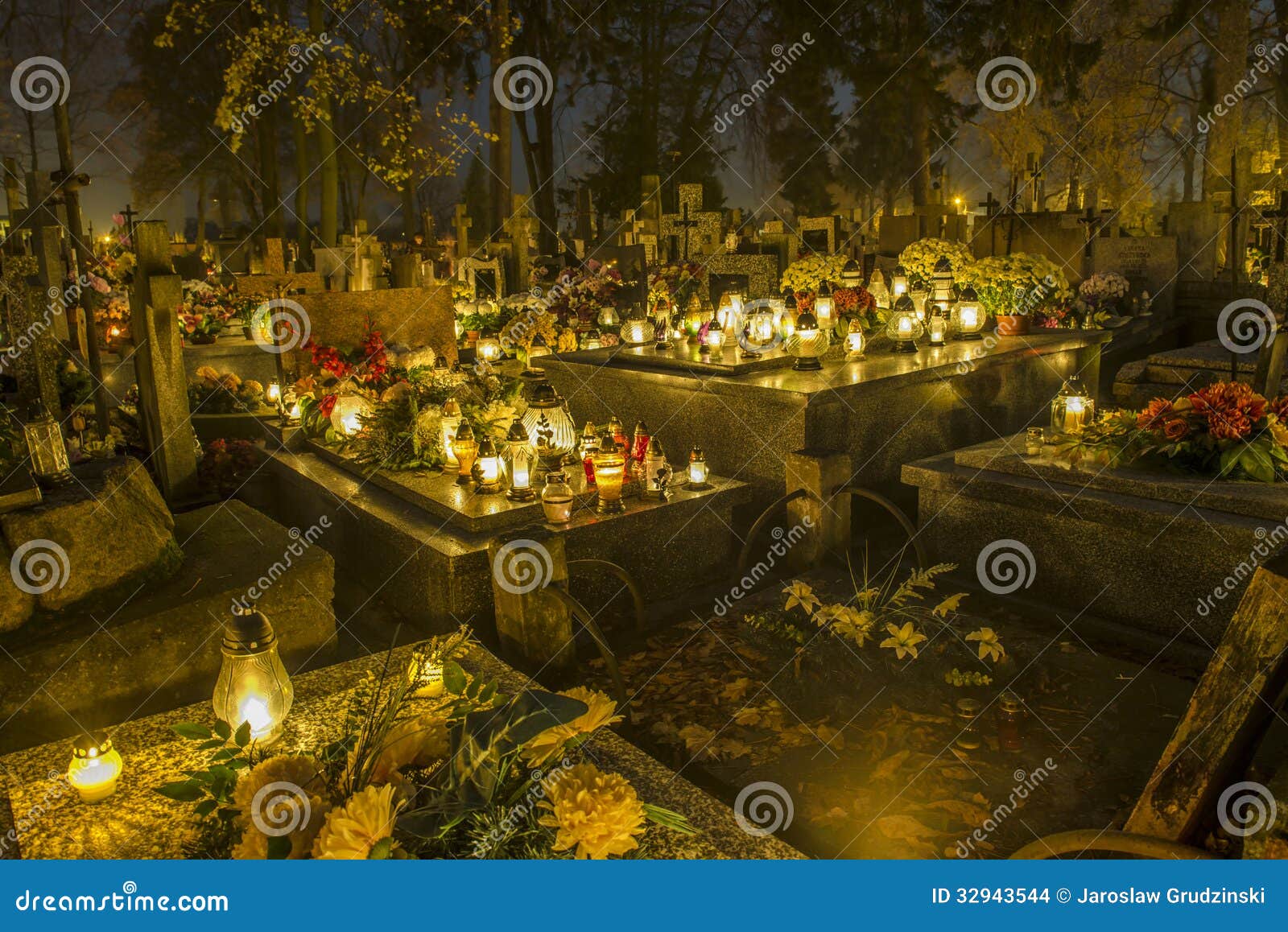 cemetery in poland on all saints day