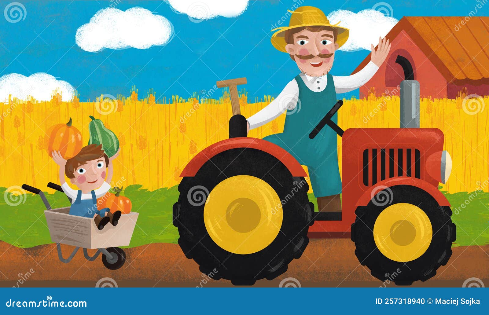 trator desenho animado personagem mascote para agricultura, veículo,  crianças livro. vetor gráfico. 27504559 Vetor no Vecteezy