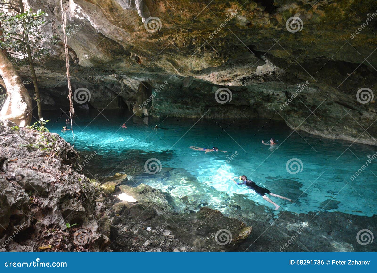 cenote dos ojos in yucatan peninsula, mexico.