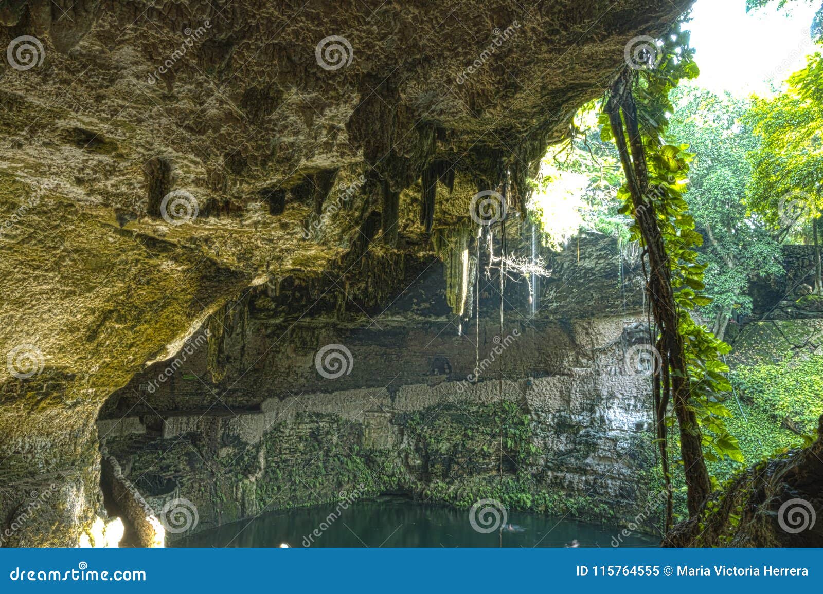Natural Sinkhole In Mexico Stock Image Image Of Blue
