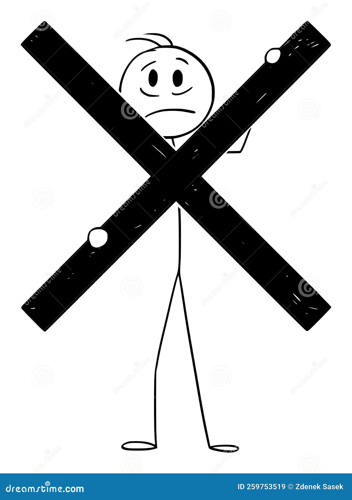 Vetor de Cartoon stick figure drawing conceptual illustration of naked or  nude woman with groin, crotch, genitalia and breasts covered by censored  bar or sign. Metaphor of nudity control. do Stock