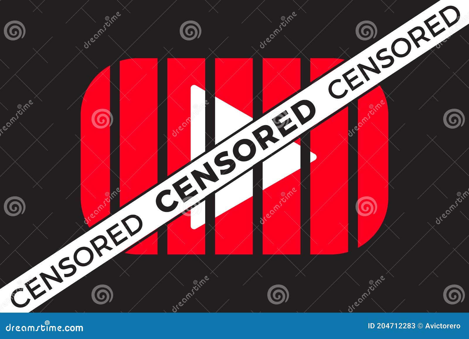 censored video social media icon, channel video content