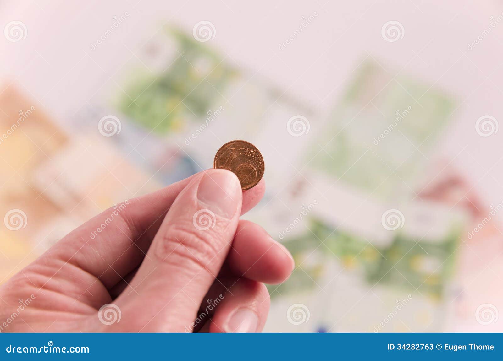 1 cent in hand stock image. Image of mini, money, little - 34282763