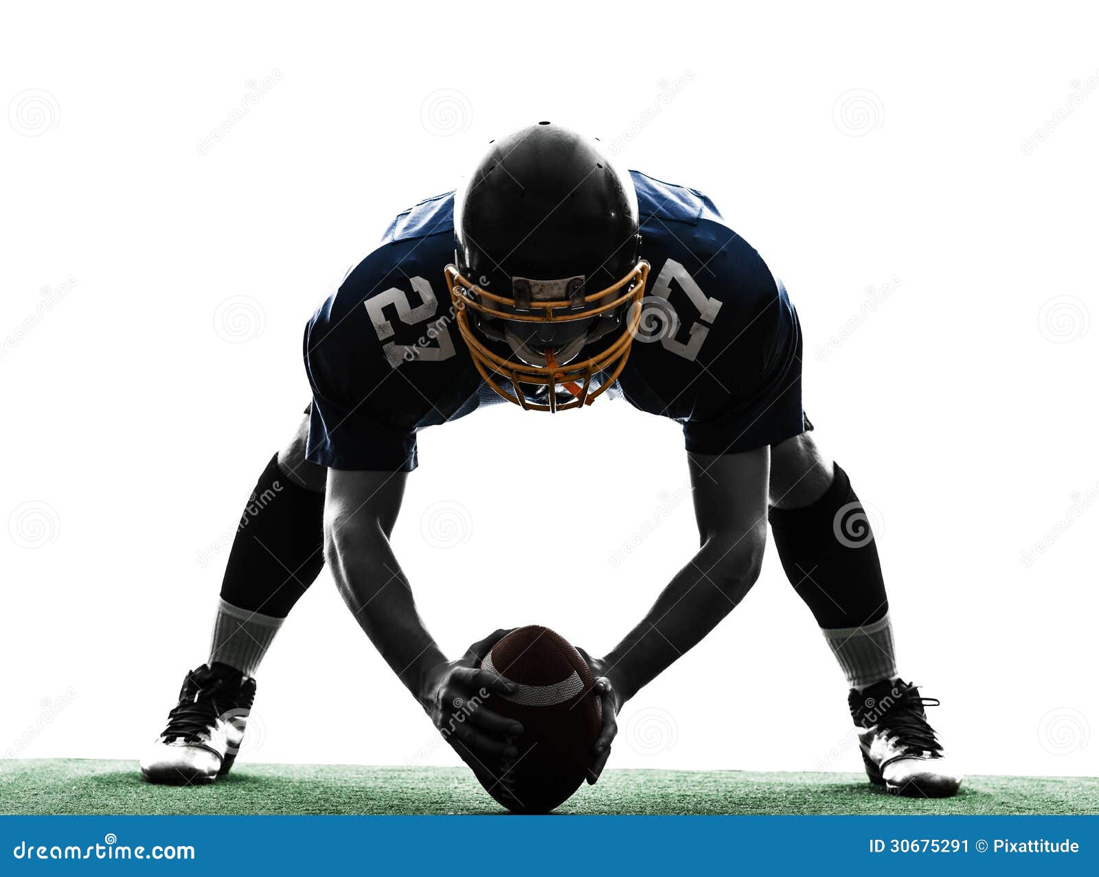 Center American Football Player Man Silhouette Stock Image - Image