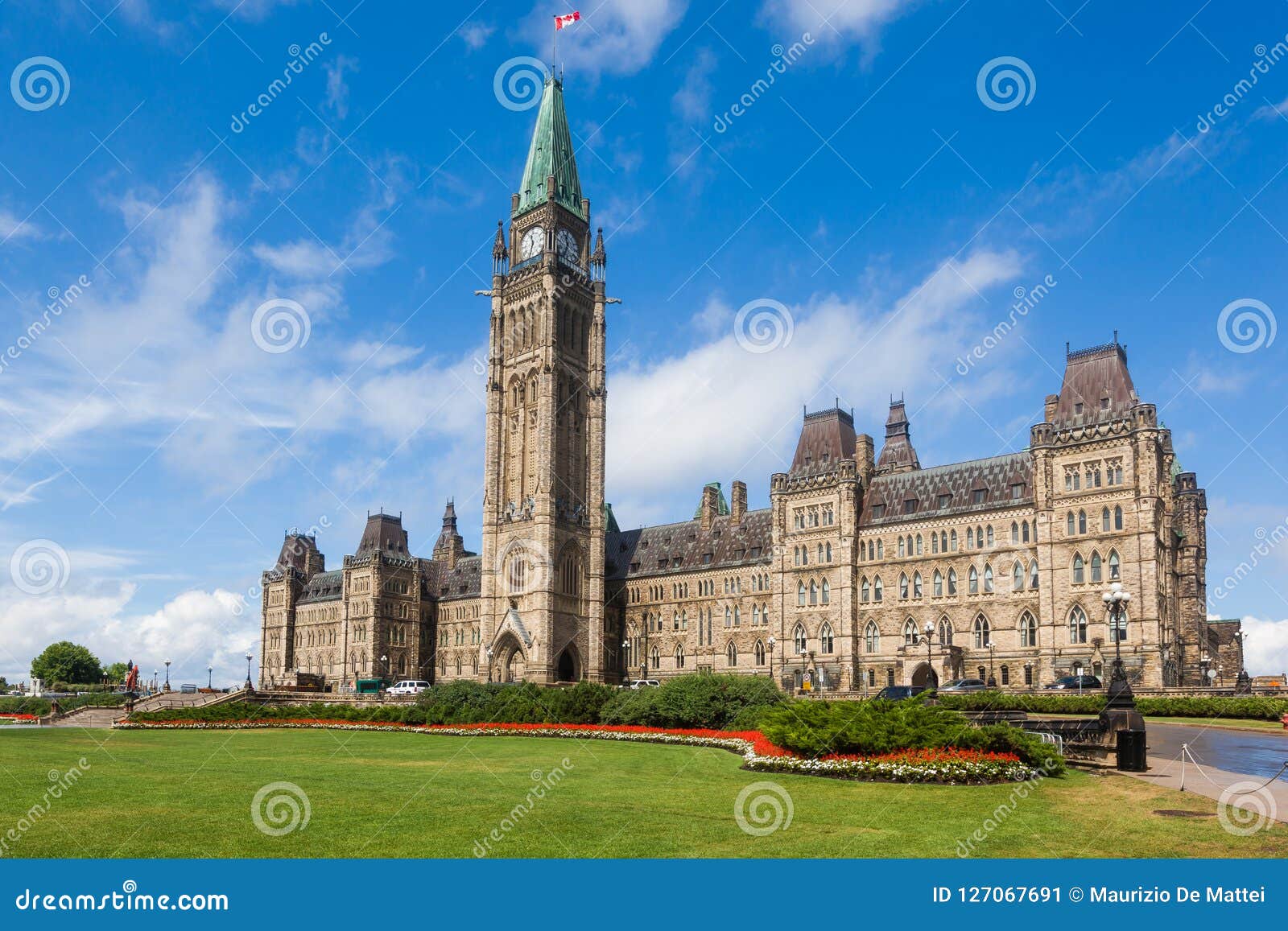 center block and peace tower on parliament hill ottawa