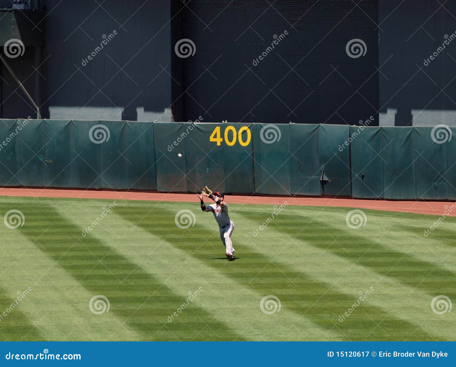 Center Fielder Aaron Rowand Opens Glove To Catch Editorial