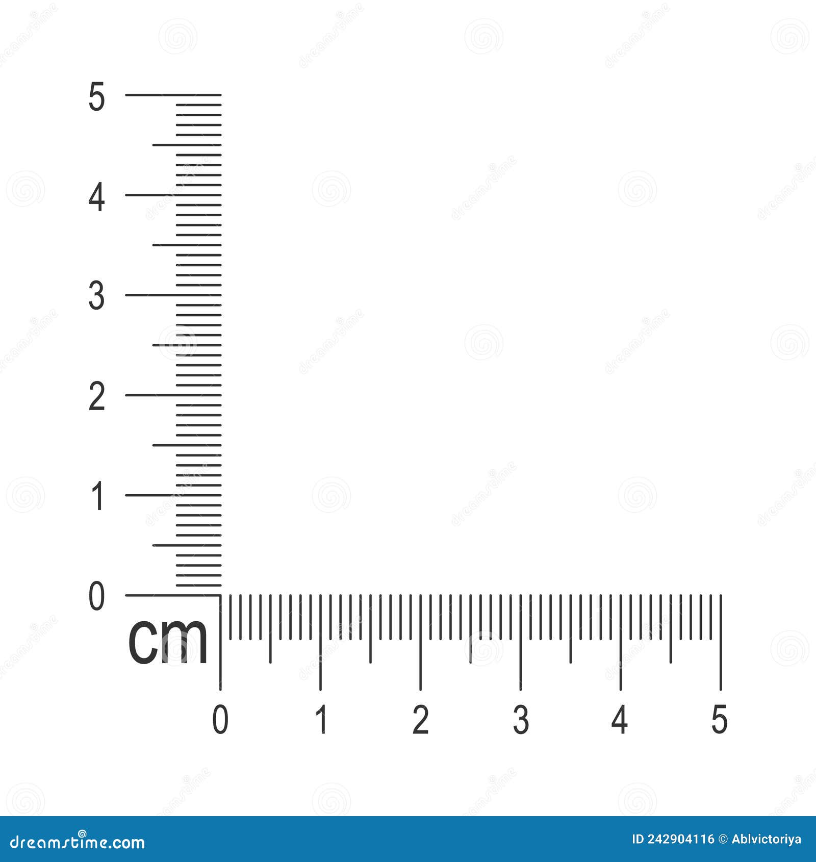 5 Centimeter Corner Ruler Template. Measuring Tool with Vertical