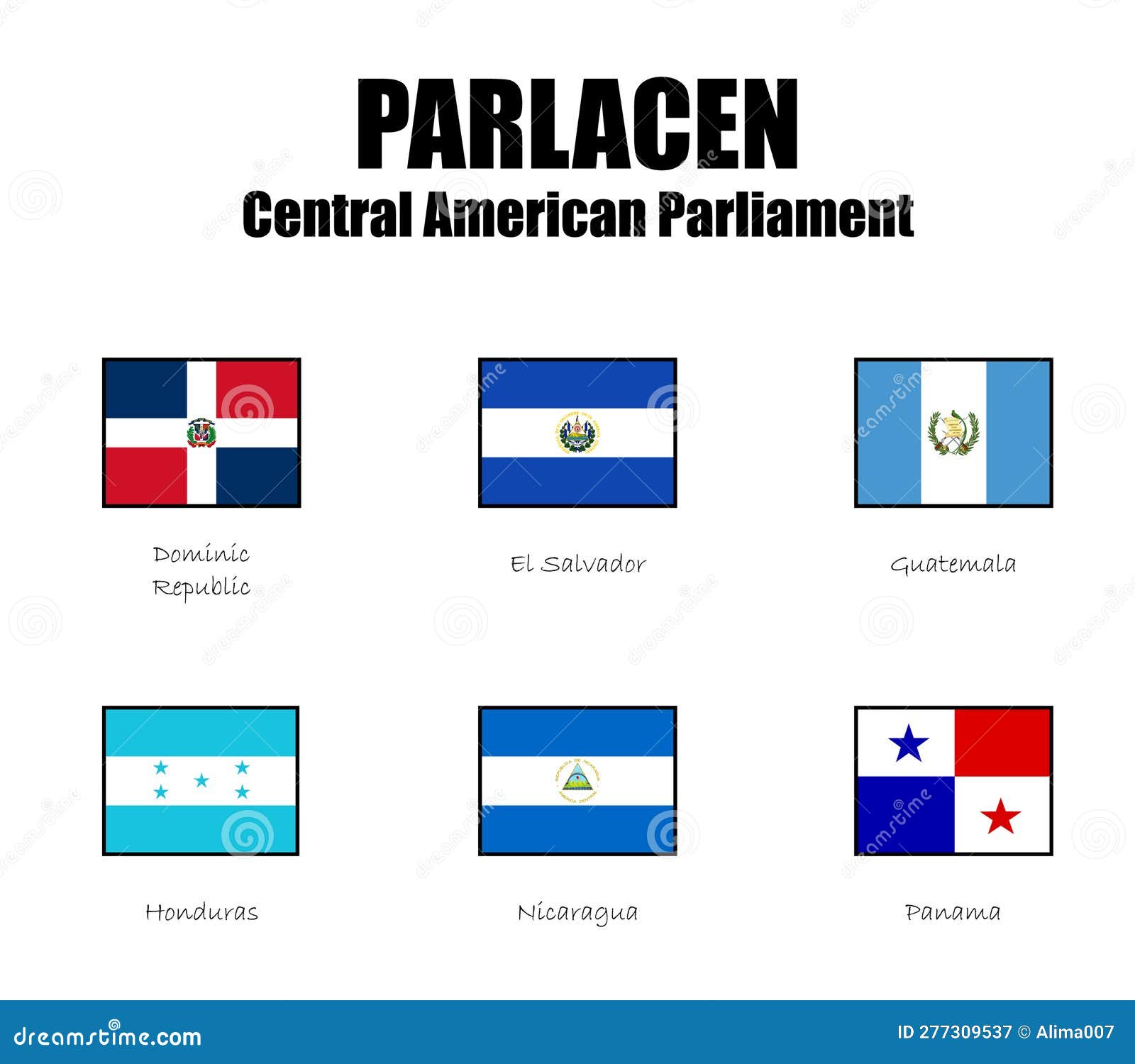 Central American Parliament, PARLACEN, Flag of Members States Stock ...
