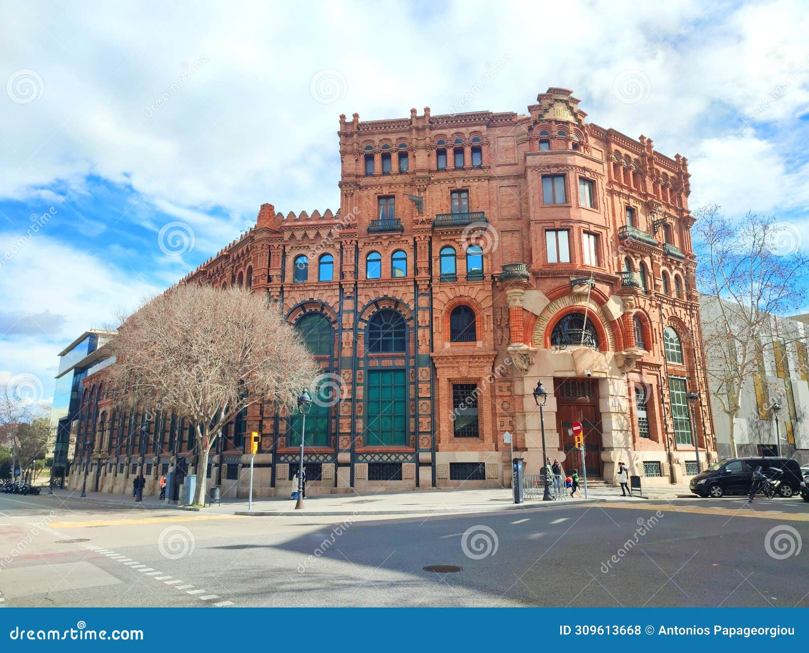 exterior view of the central catalana de electricida in barcelona, spain.