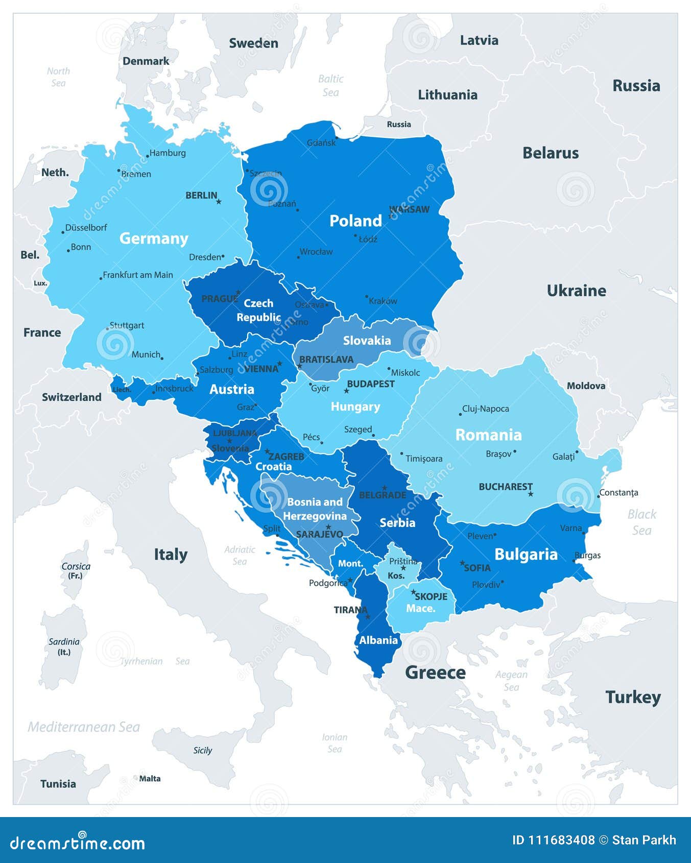 Map Of Europe In Colors Of Rainbow Spectrum With European Countries Images