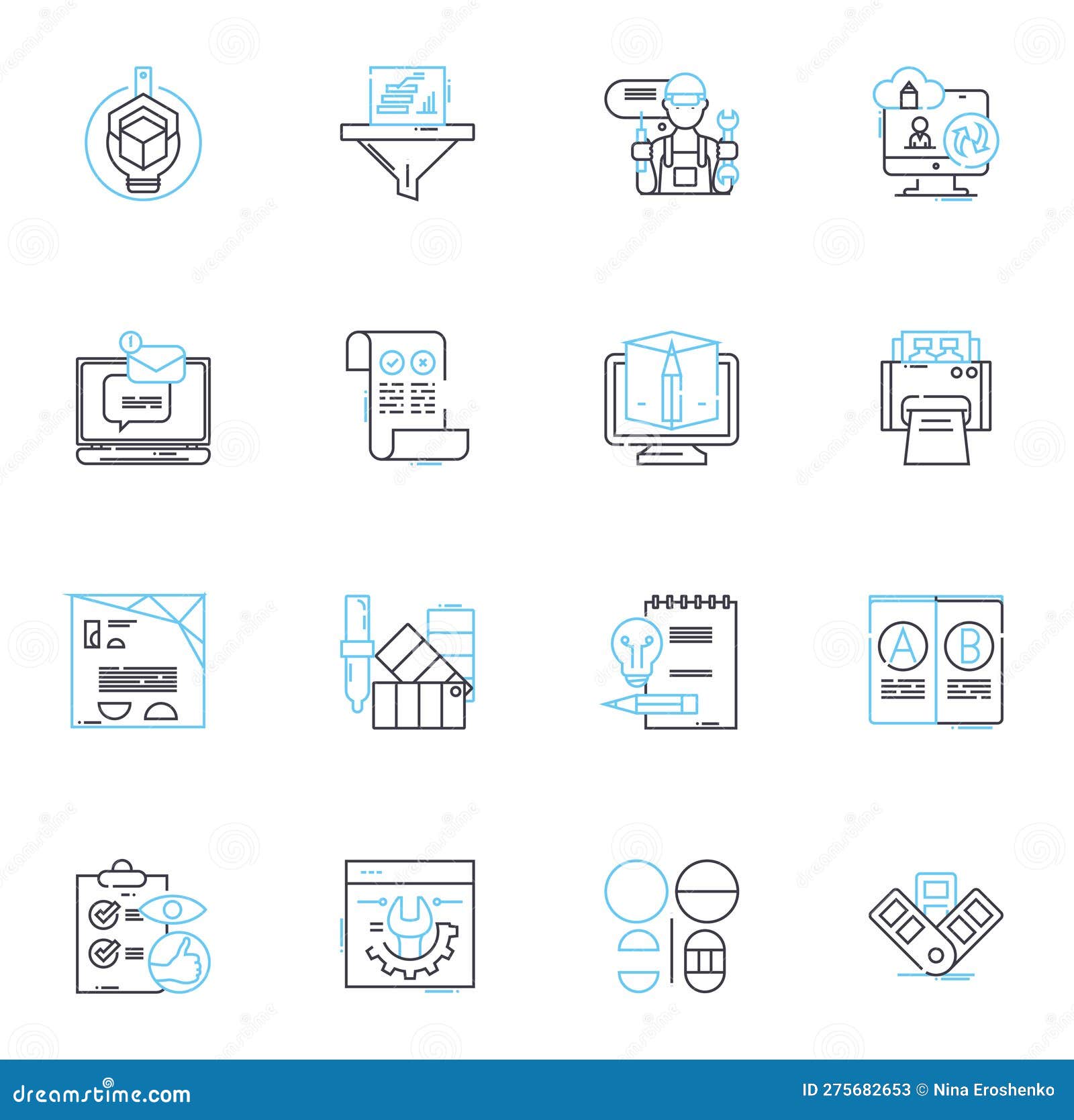 central hub linear icons set. connectivity, nerking, convergence, centralization, integration, unification, organization