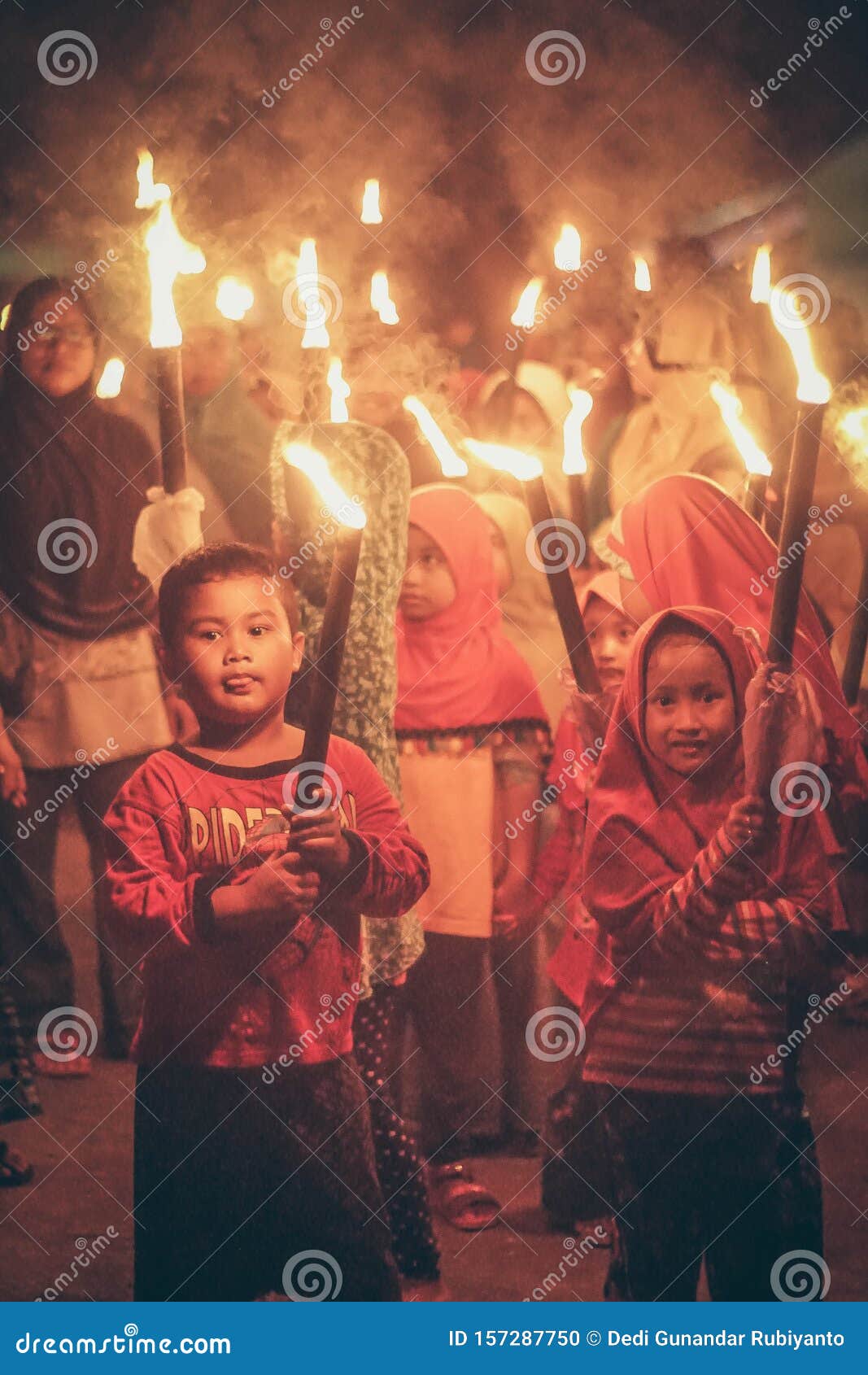 Central Java, Indonesia, June 12th 2018 : Muslim Children Carry ...