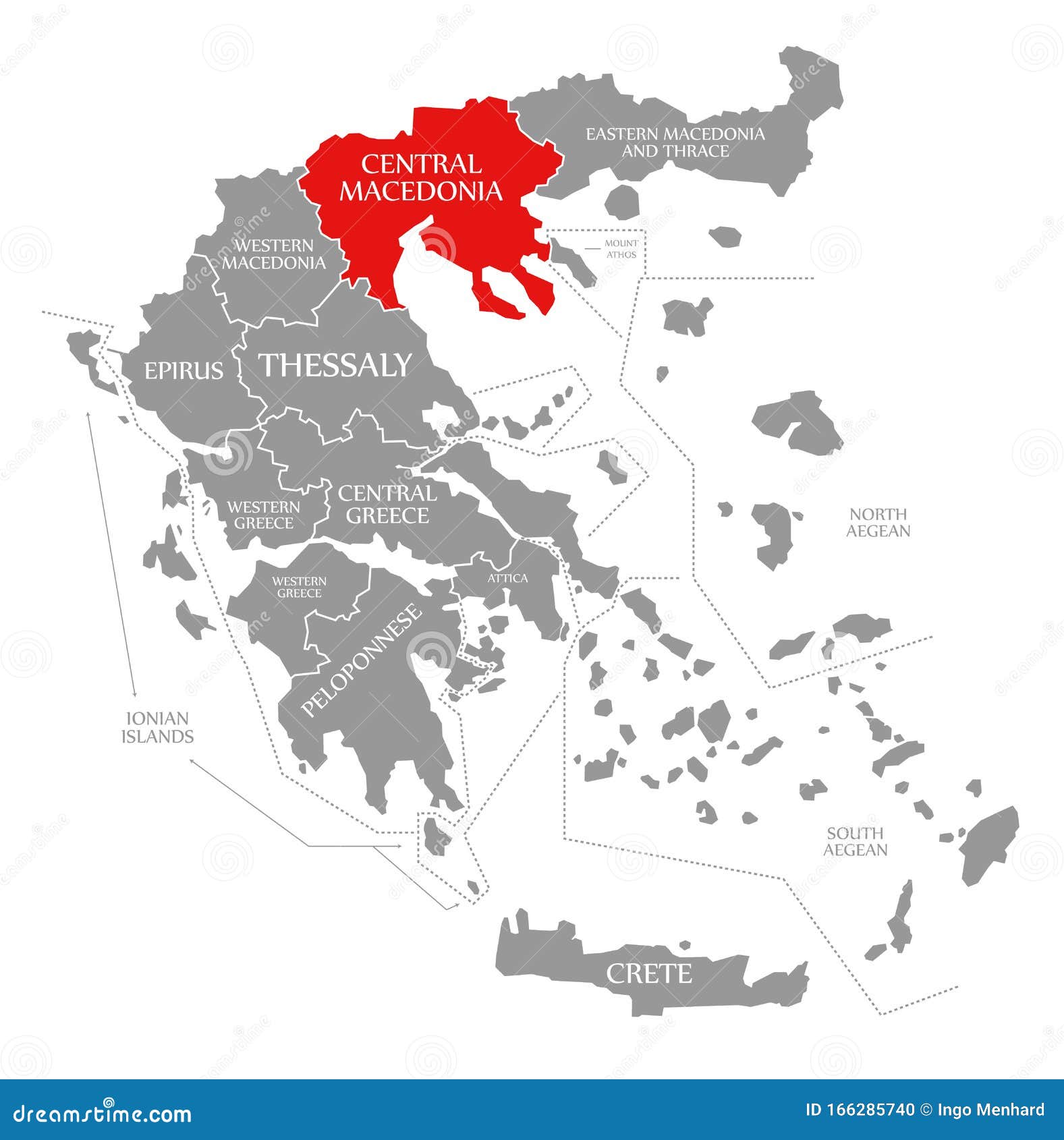 Macedonia And Greece Map Central Macedonia Red Highlighted In Map Of Greece Stock Illustration -  Illustration Of Overview, Province: 166285740