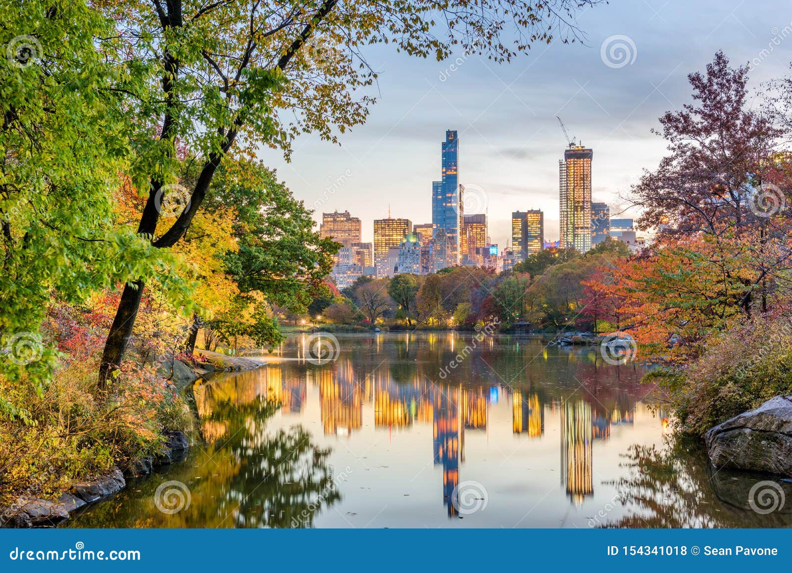 Central Park during Autumn in New York City Stock Photo - Image of ...