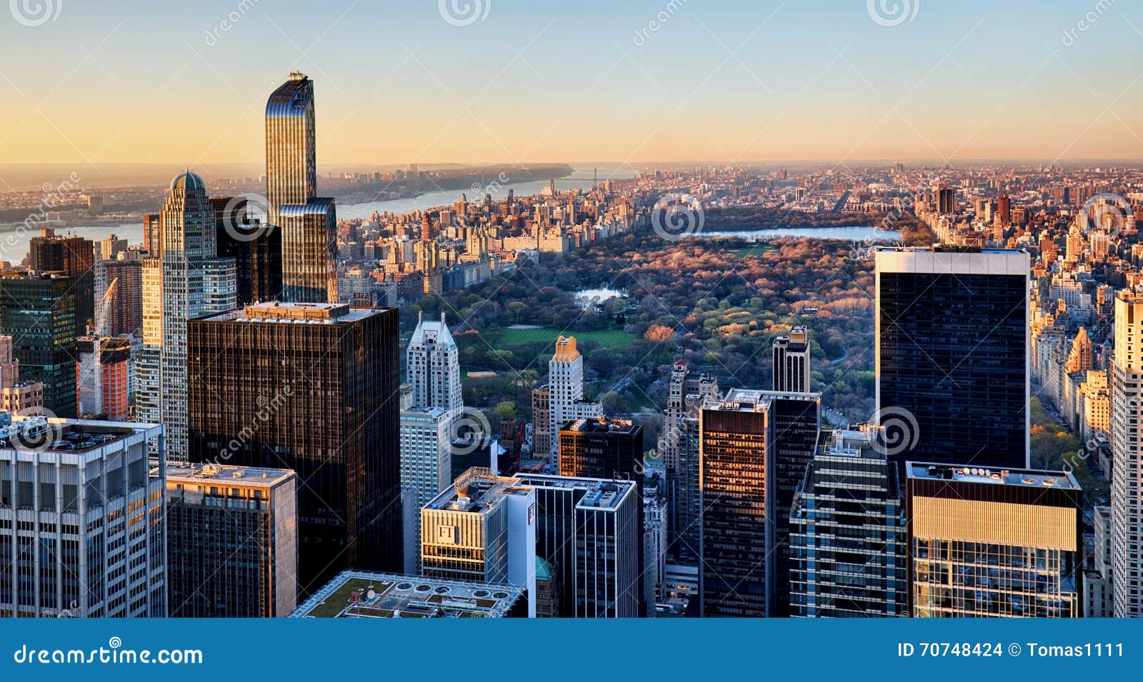 Central Park In New York At Sunset Stock Photo Image Of