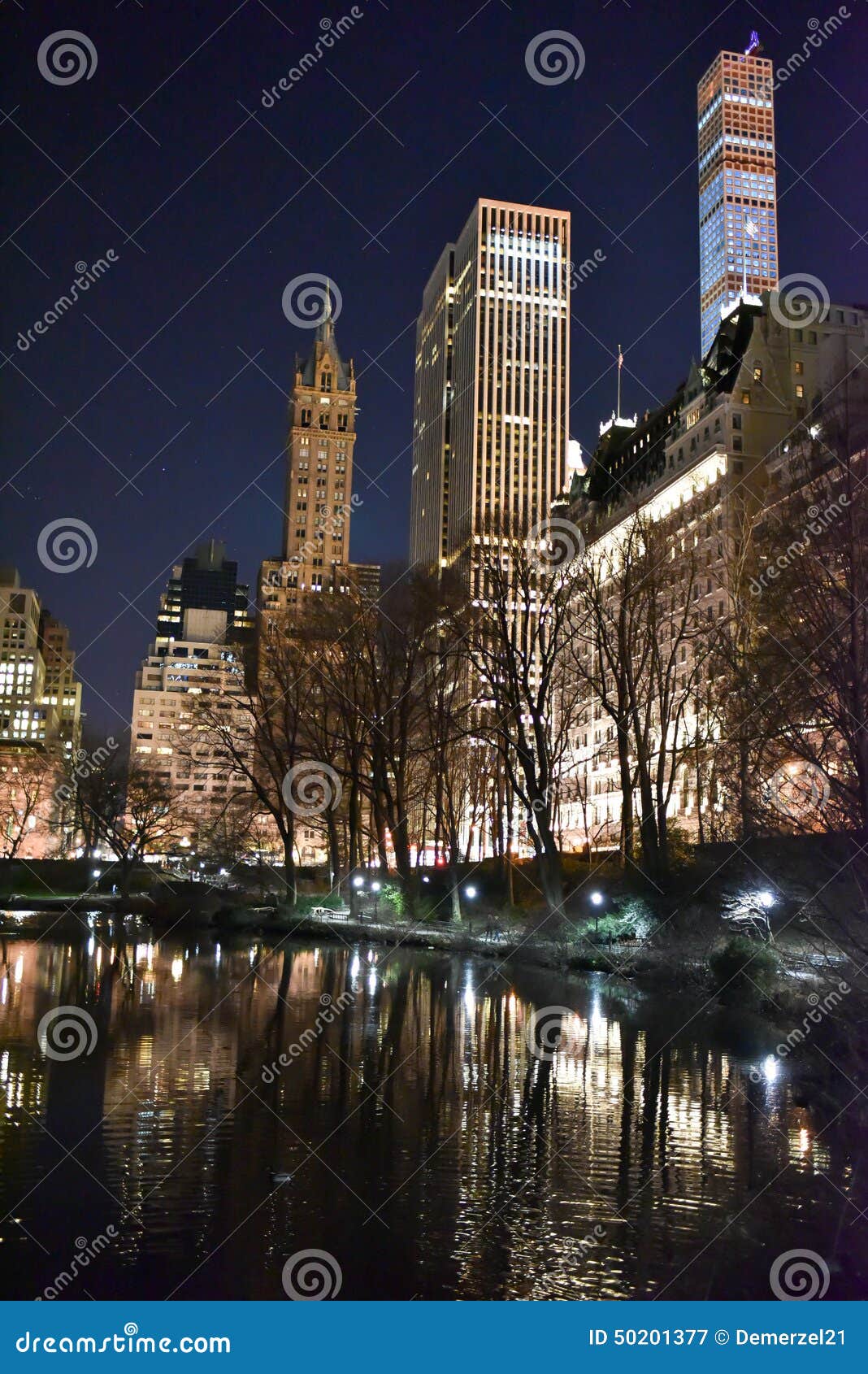 Central Park at Night, New York Stock Image Image of pond, central