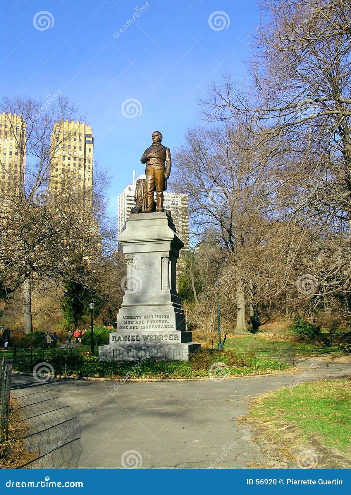 Central park statue stock photo. Image of american, building 56920