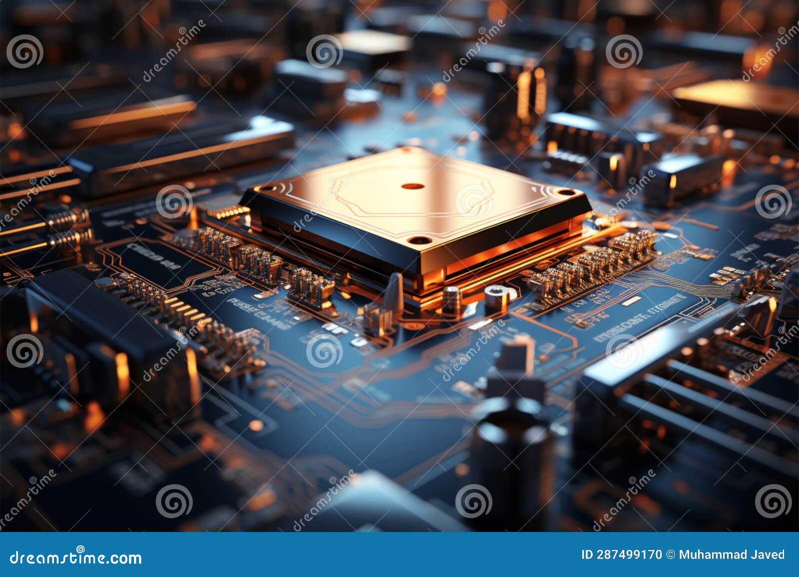 Central Processor on Circuit Board Orchestrates Intricate Electronic