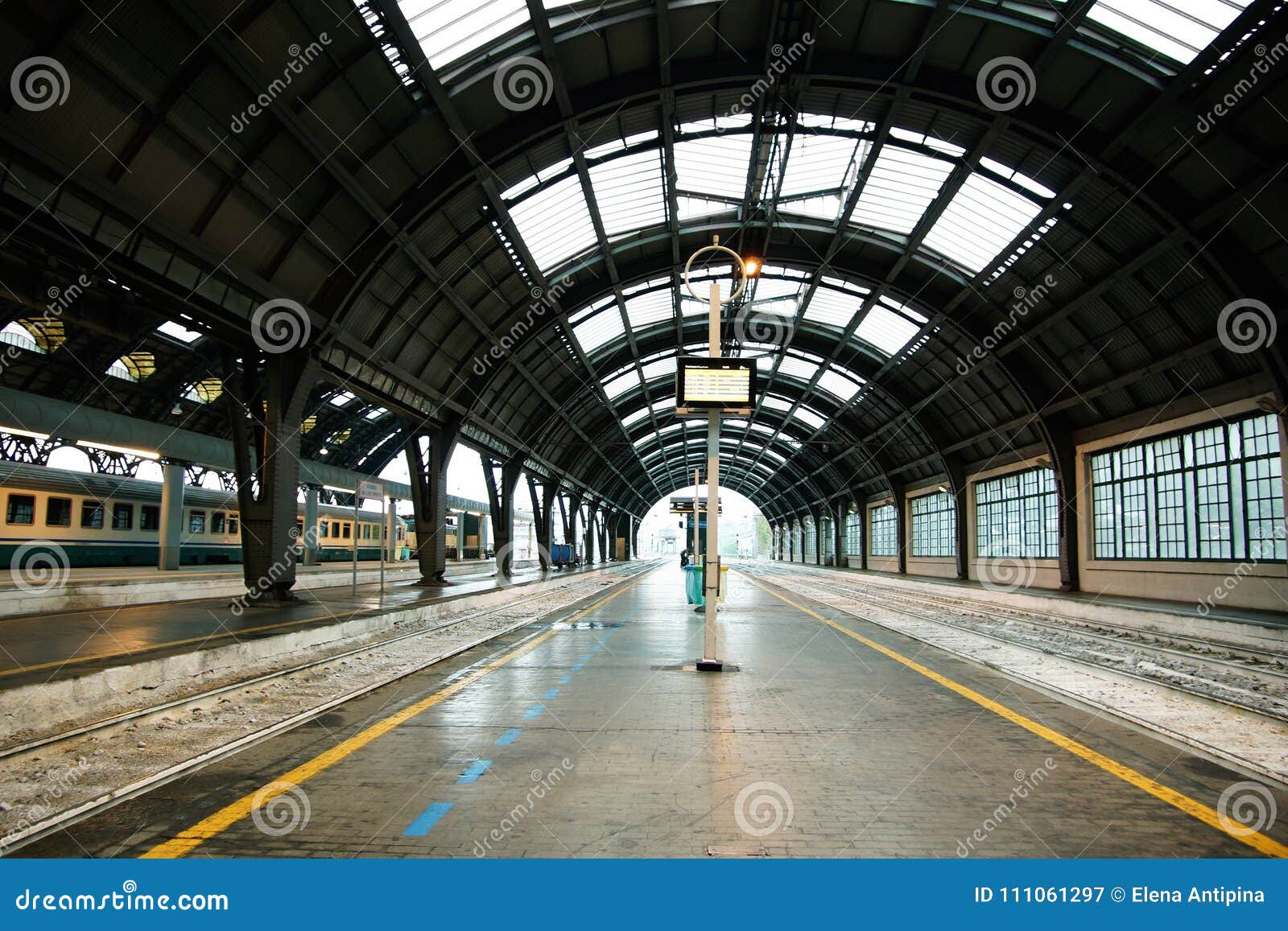 central railway station of milan. a part of a platform of station milano centrale