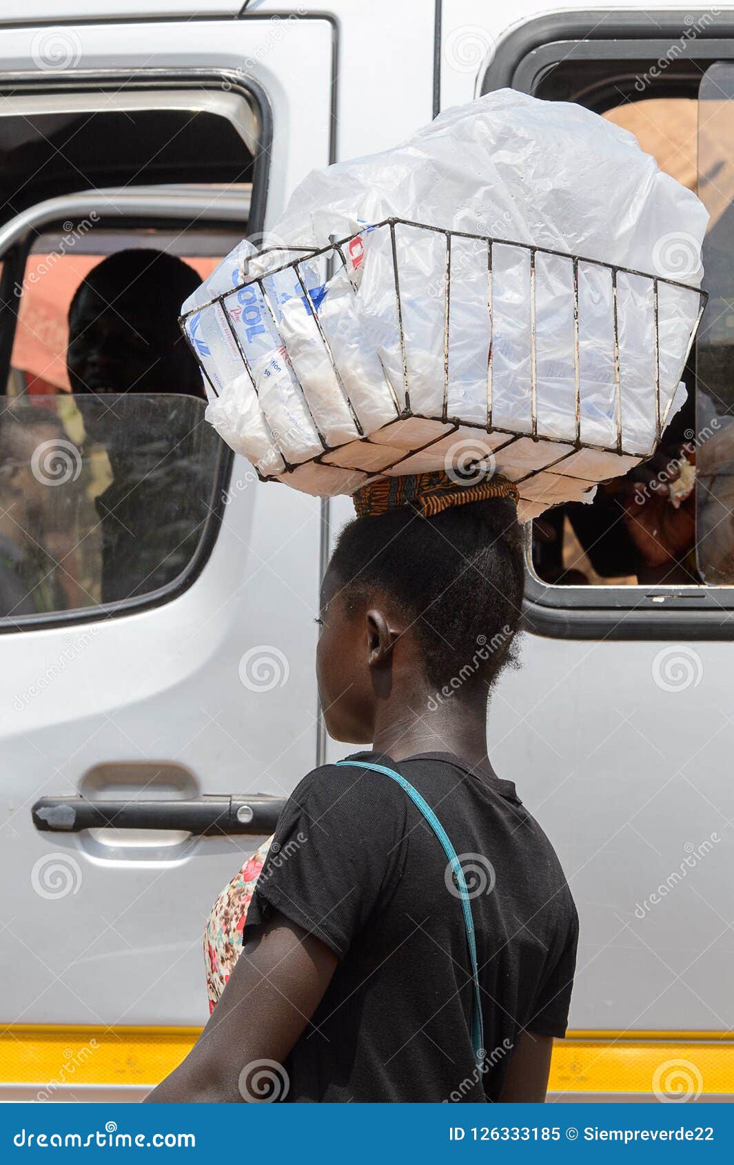 Unidentified Ghanaian Woman Carries A Basket On Her Head In Loc Editorial Image Image Of Ghana