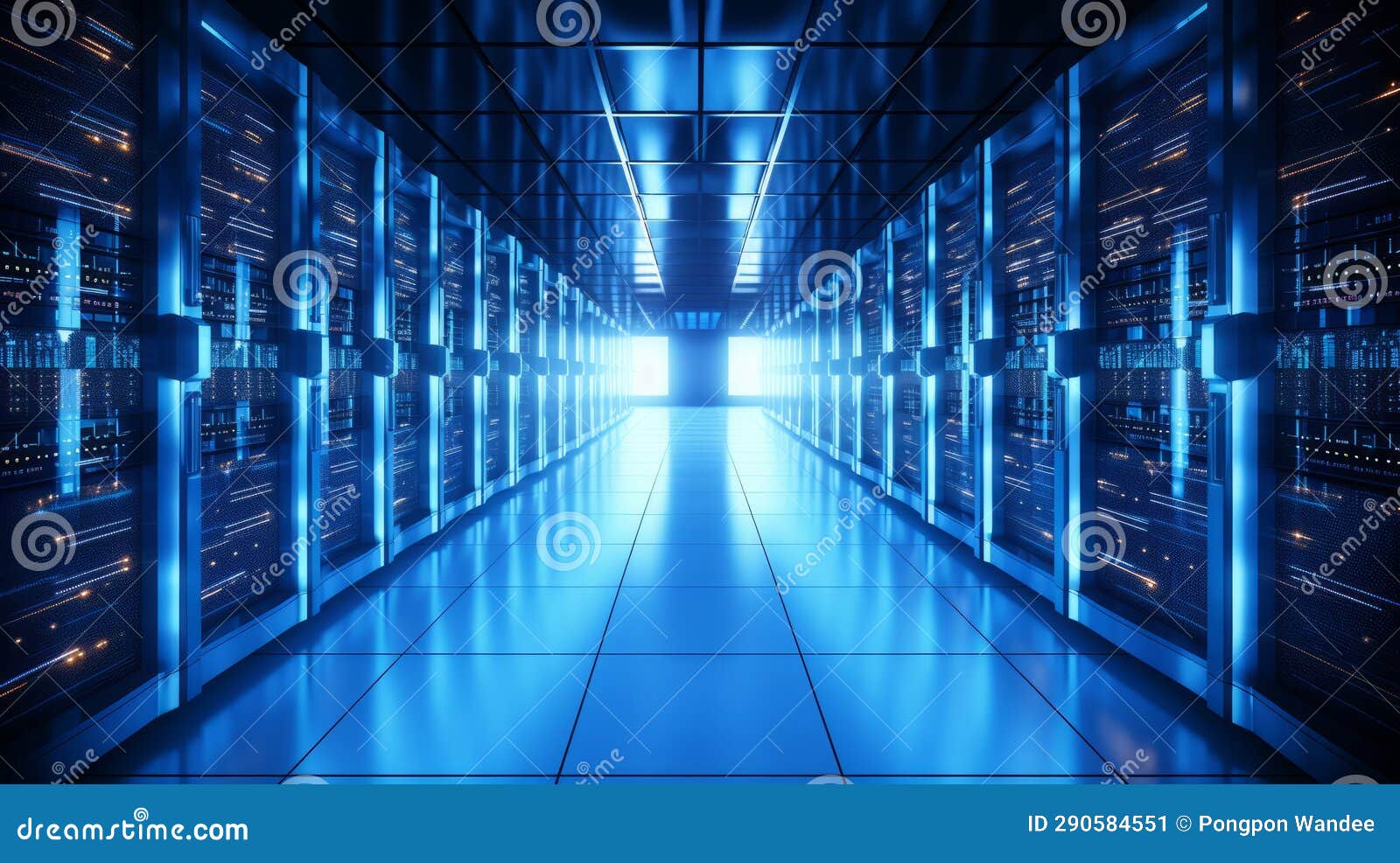 Central Station for Data Centers a Massive Data Center with Rows of