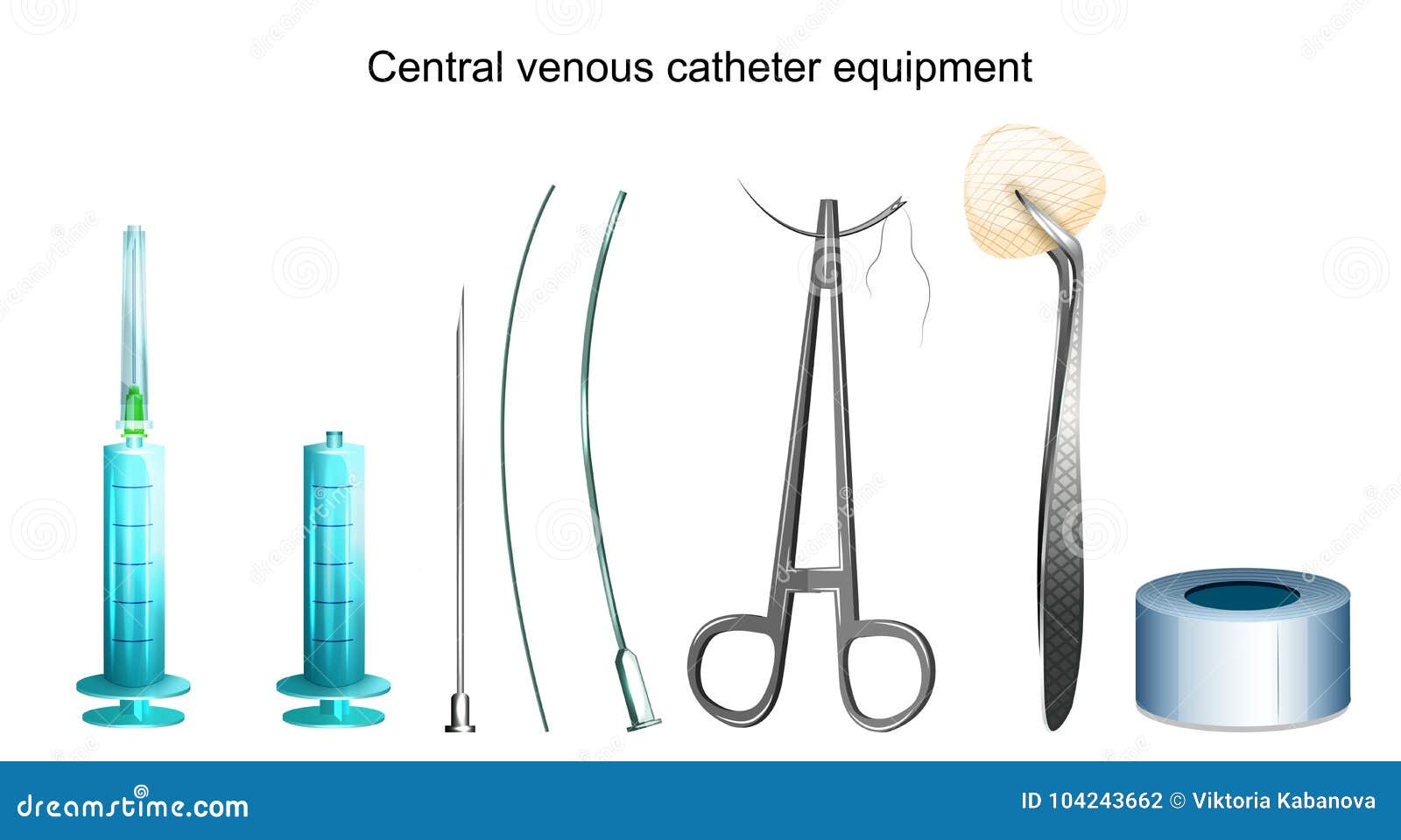 Central Venous Catheter Equipment Stock Vector Illustration of