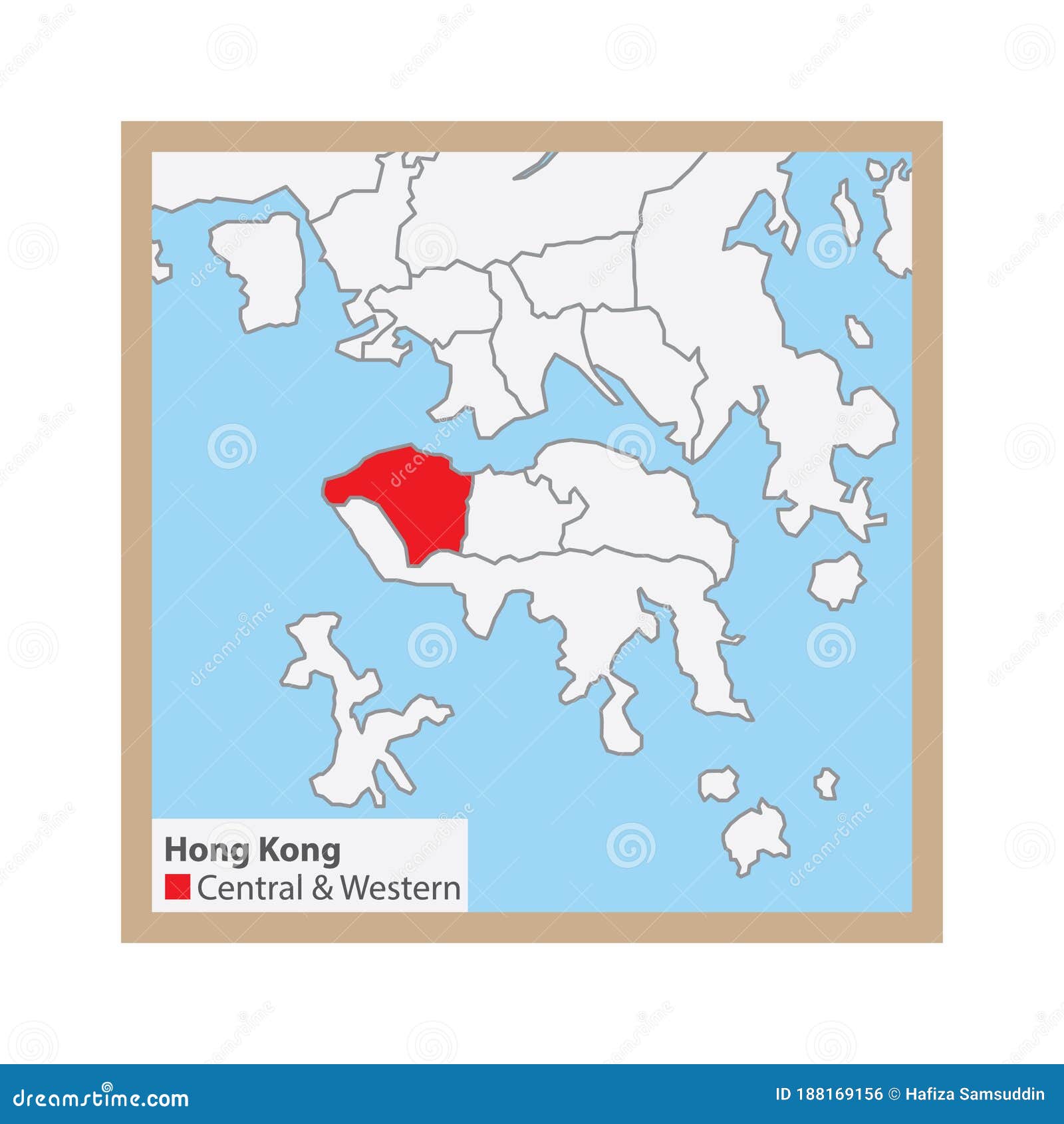 Central Western Hong Kong Map Vector Illustration Decorative Design