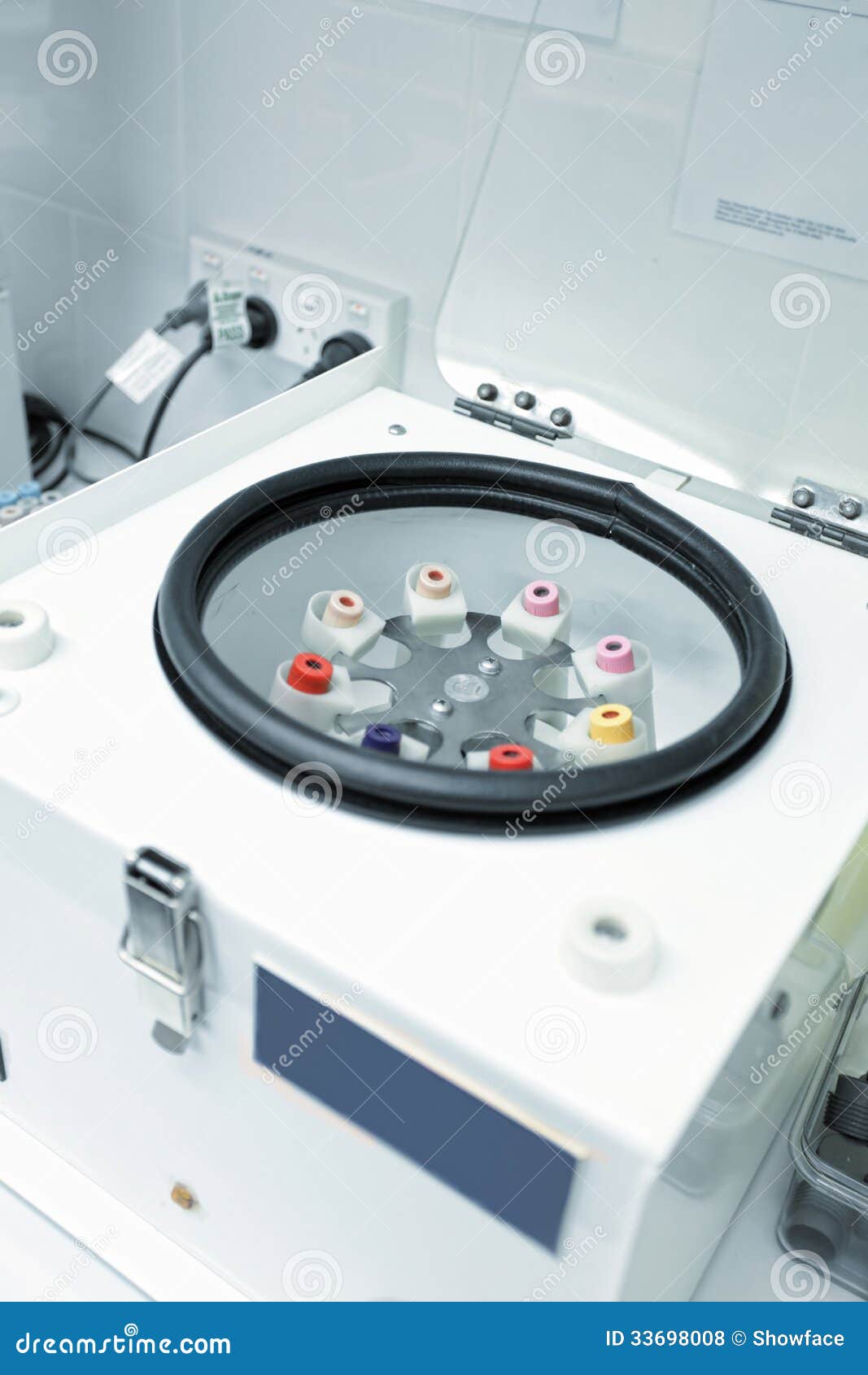 centrifuge with pathology blood tubes for spinning