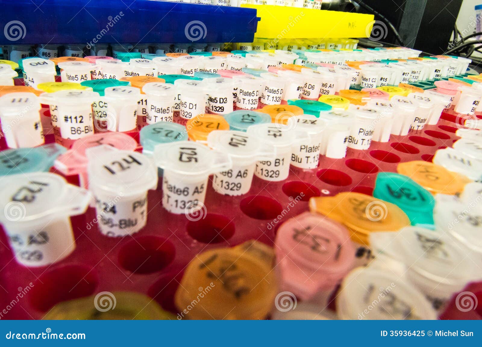 Centrifuge Tubes Arraged On A Lab Bench Stock Image Image Of