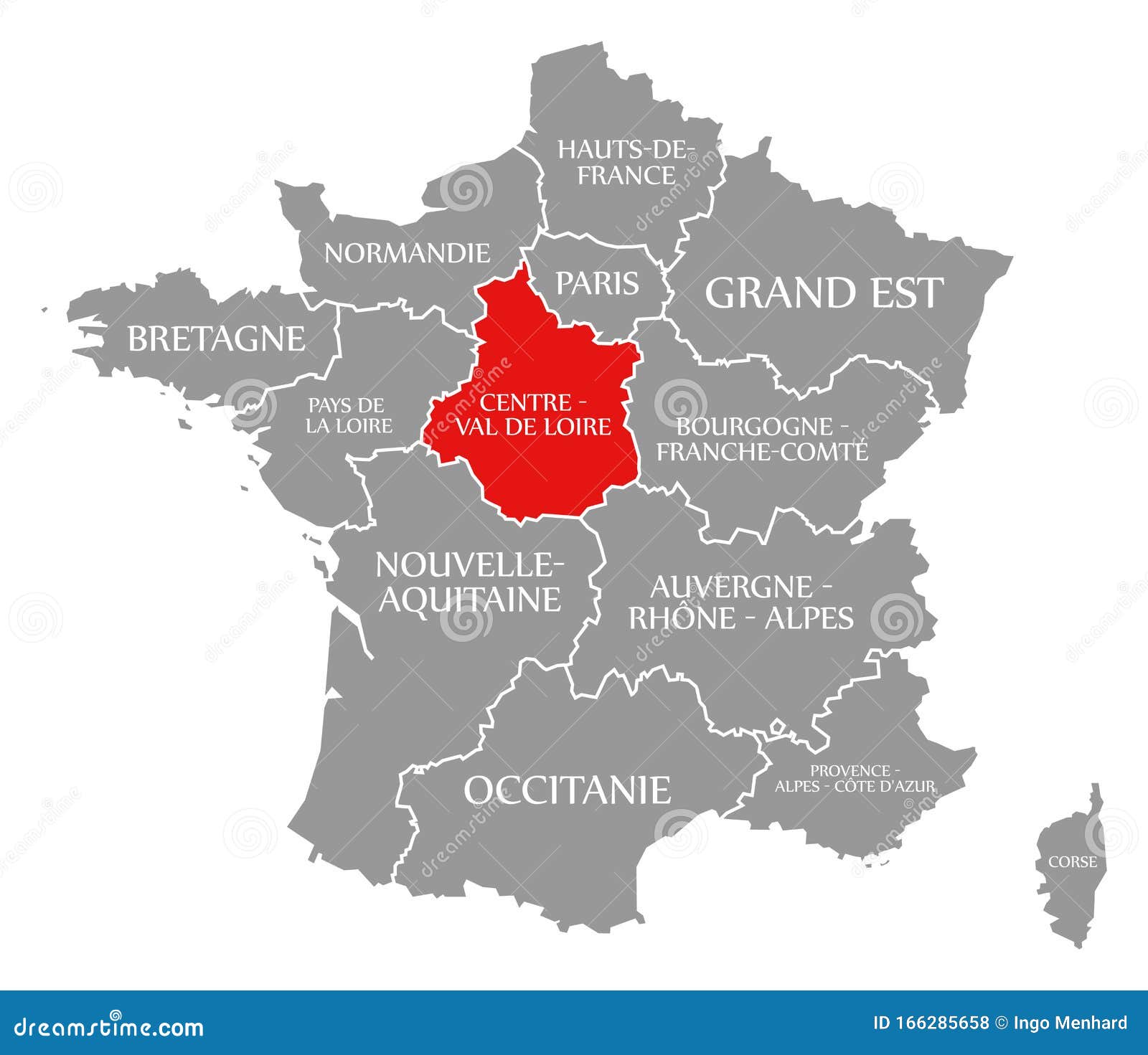Centro - Val De Loire Red Destacado No Mapa Da França Ilustração Stock ...