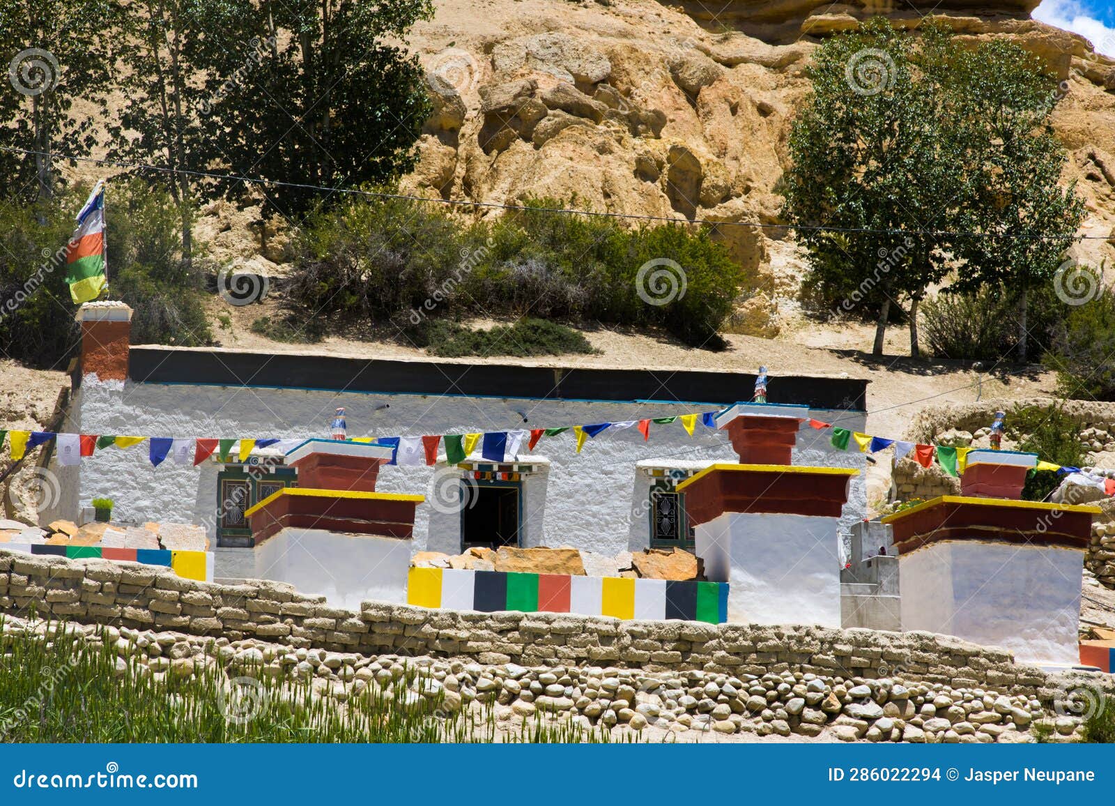 century old gumba and gompas monastery around chhoser village in upper mustang of nepal