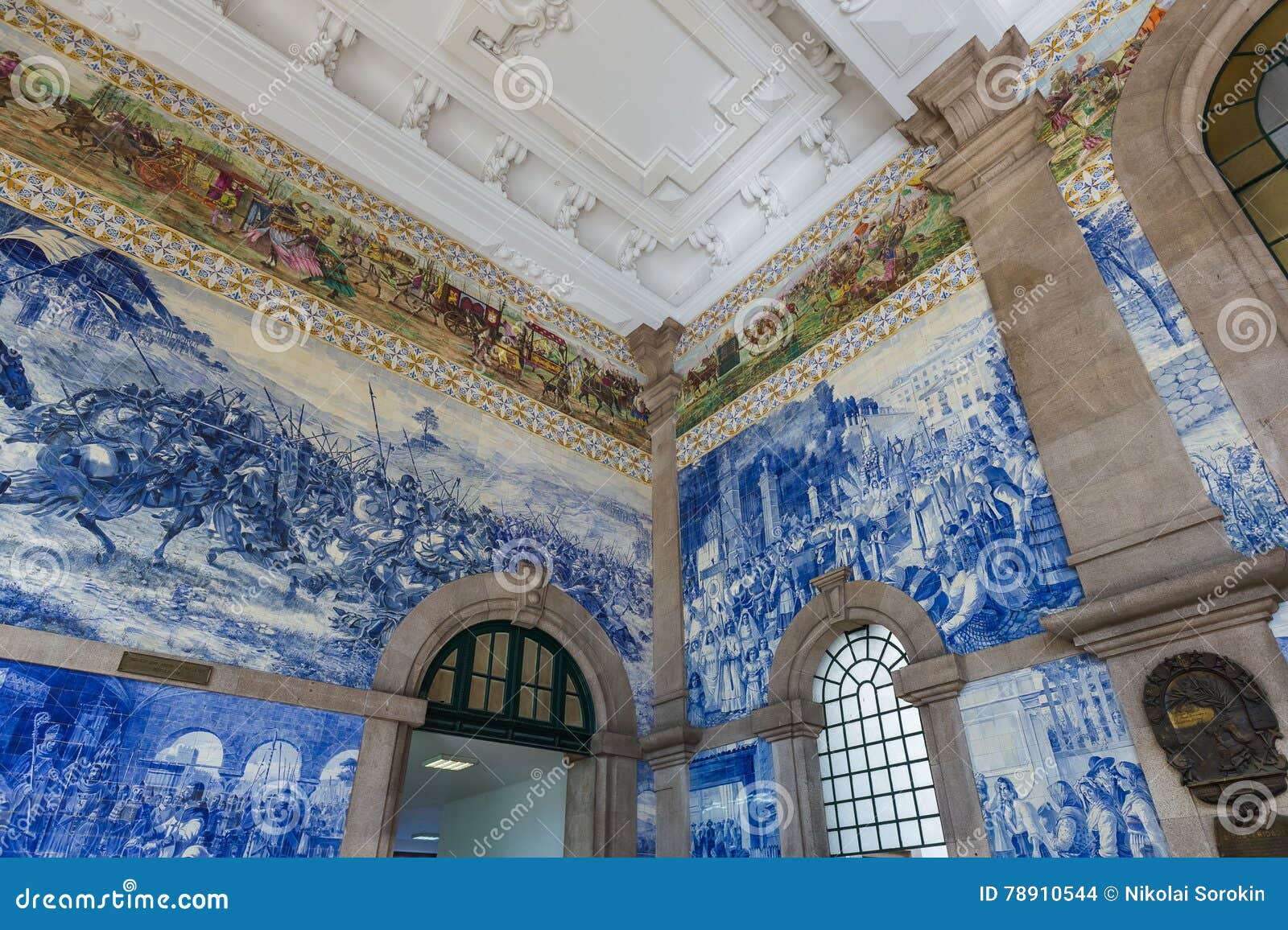 ceramic azulejos in porto train station - portugal