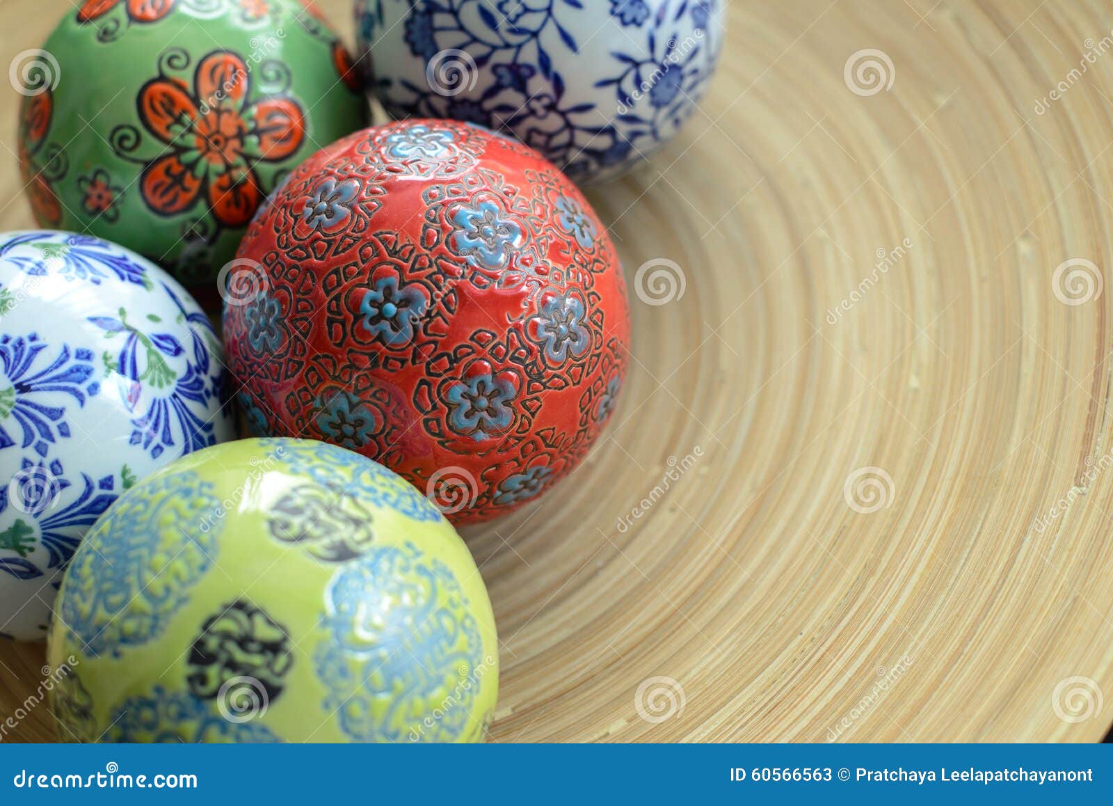 Ceramic Balls on Wood Plate for Decorative Stock Image Image of copy
