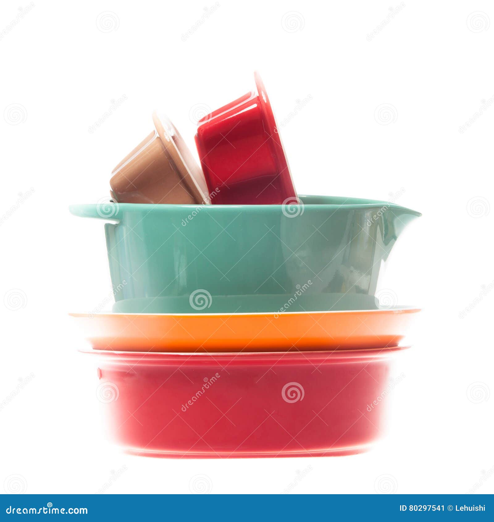 Ceramic Bowls in a Stack Isolated on White Stock Image - Image of ...