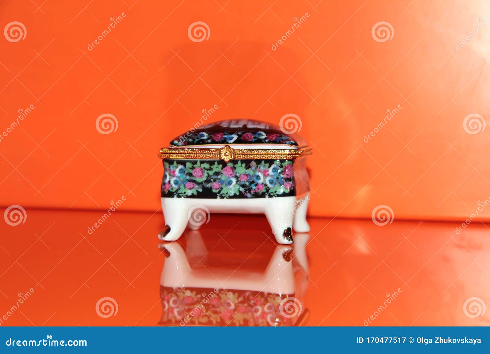 Ceramic Box on an Orange Background Stock Image Image of safe, metal