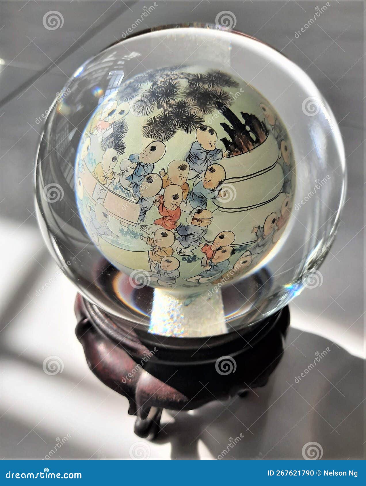 Ceramic Buddha Statue Antique Representing Happiness, Fortune and Prosperity Stock Photo Image